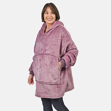 Plush Robe Sherpa Lined Hooded Fleece Soft Warm Short Hoodie Bathrobe Plus  Sizes