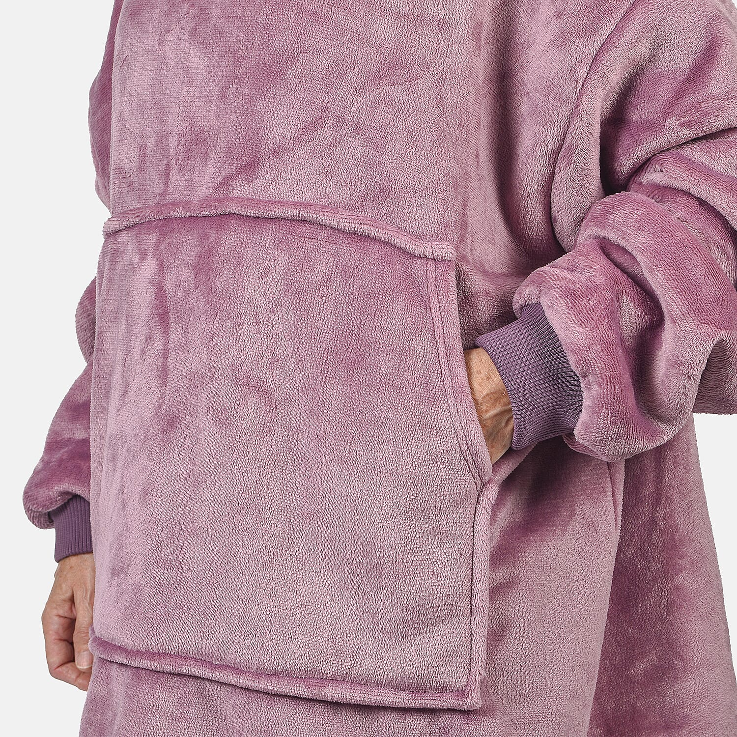 First Launch - Fleece Outer Super Luxe Sherpa Lined Hoodie (One Size) - Purple