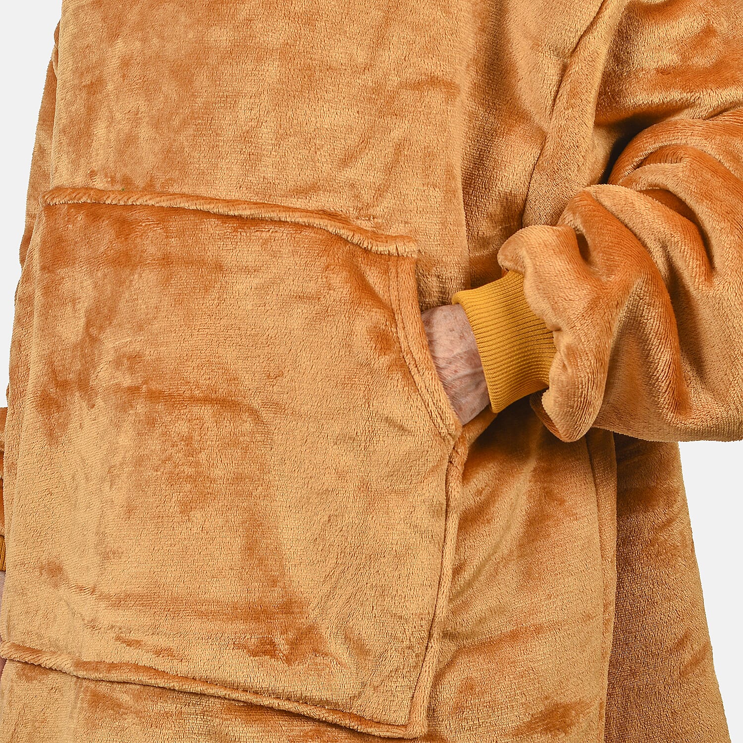First Launch - Fleece Outer Super Luxe Sherpa Lined Hoodie (One Size) - Camel