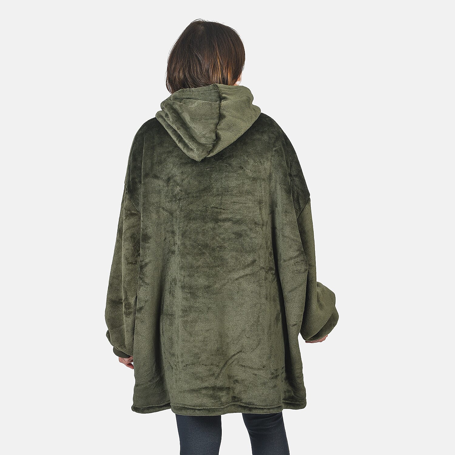 First Launch - Fleece Outer Super Luxe Sherpa Lined Hoodie (One Size) - Green