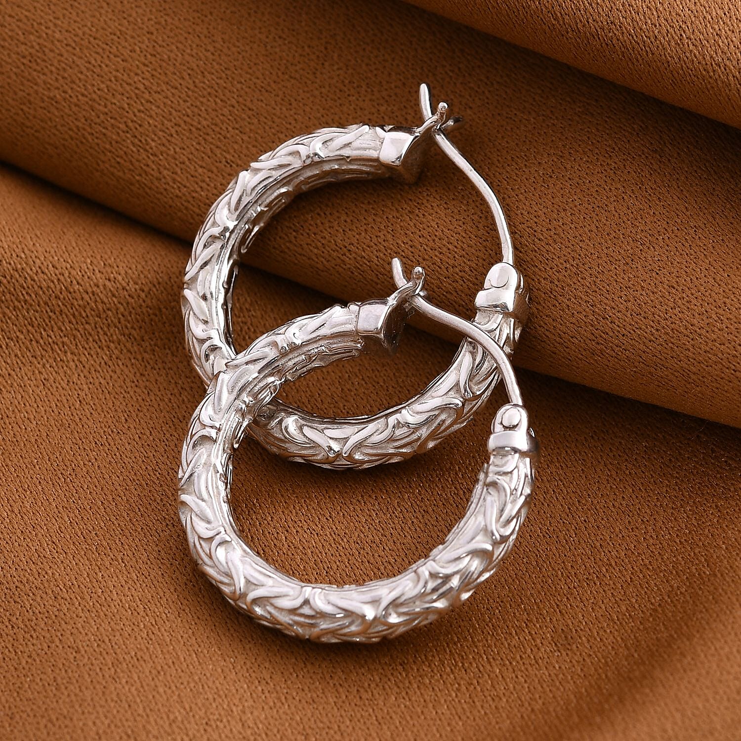 Royal Bali Collection - Sterling Silver Byzantine Hoop Earrings