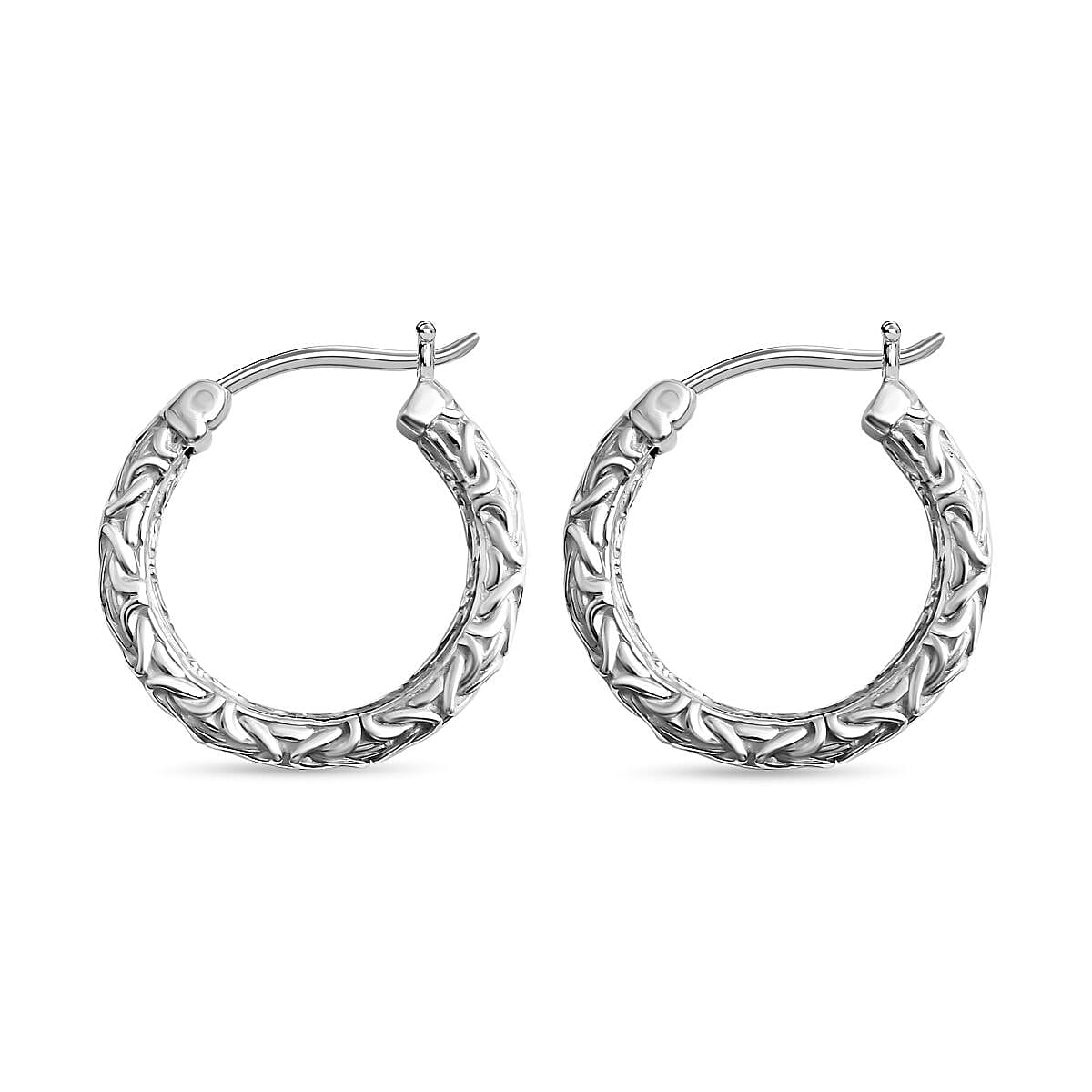 Royal Bali Collection - Sterling Silver Byzantine Hoop Earrings