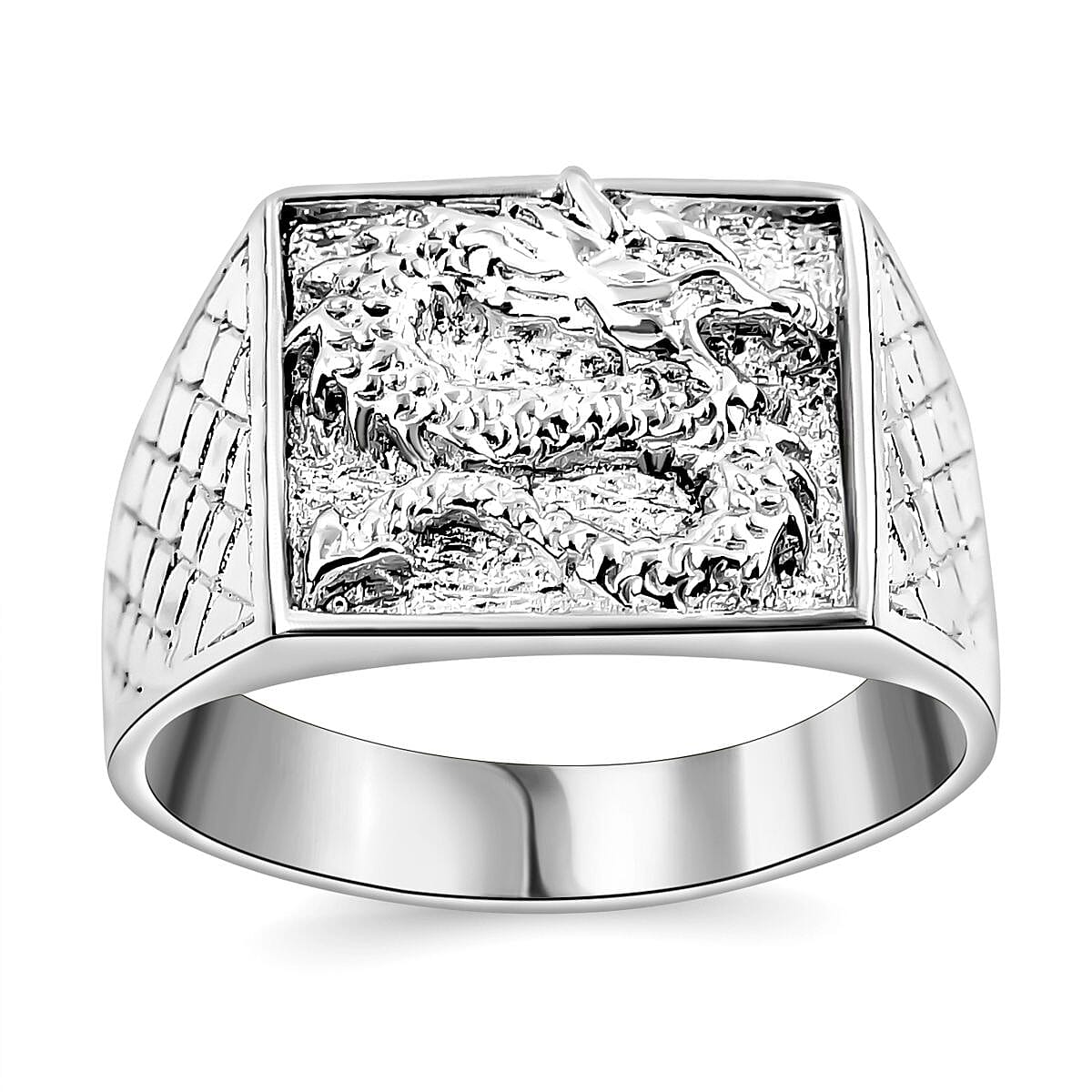 Royal Bali Collection - Artisan Crafted Sterling Silver Diamond Cut Dragon Ring