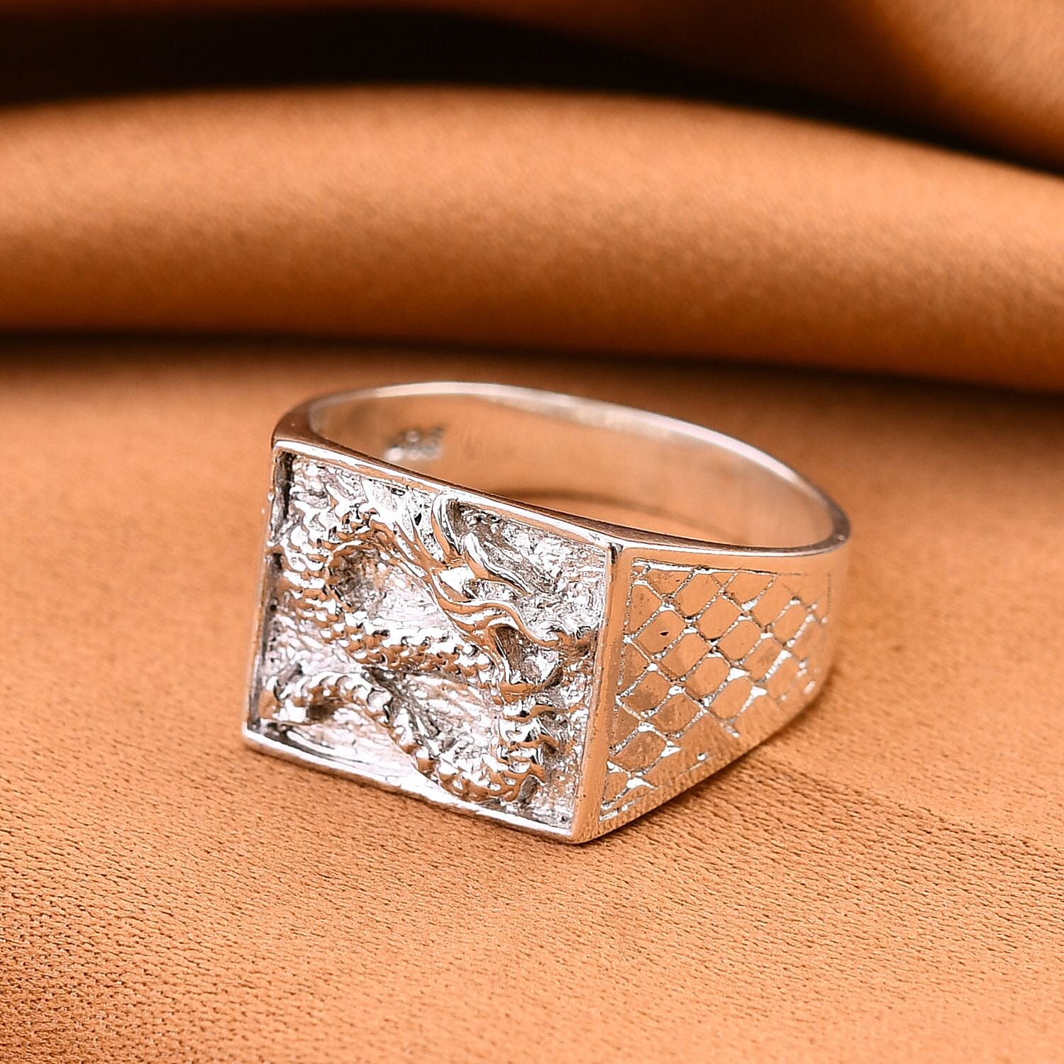 Royal Bali Collection - Artisan Crafted Sterling Silver Diamond Cut Dragon Ring