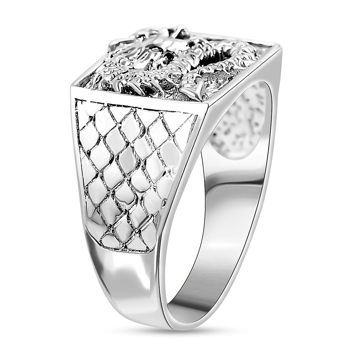 Royal Bali Collection - Artisan Crafted Sterling Silver Diamond Cut Dragon Ring
