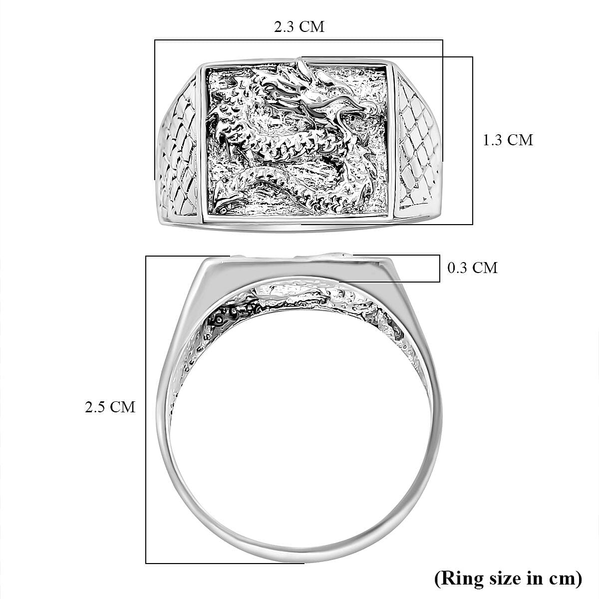 Royal Bali Collection - Artisan Crafted Sterling Silver Diamond Cut Dragon Ring