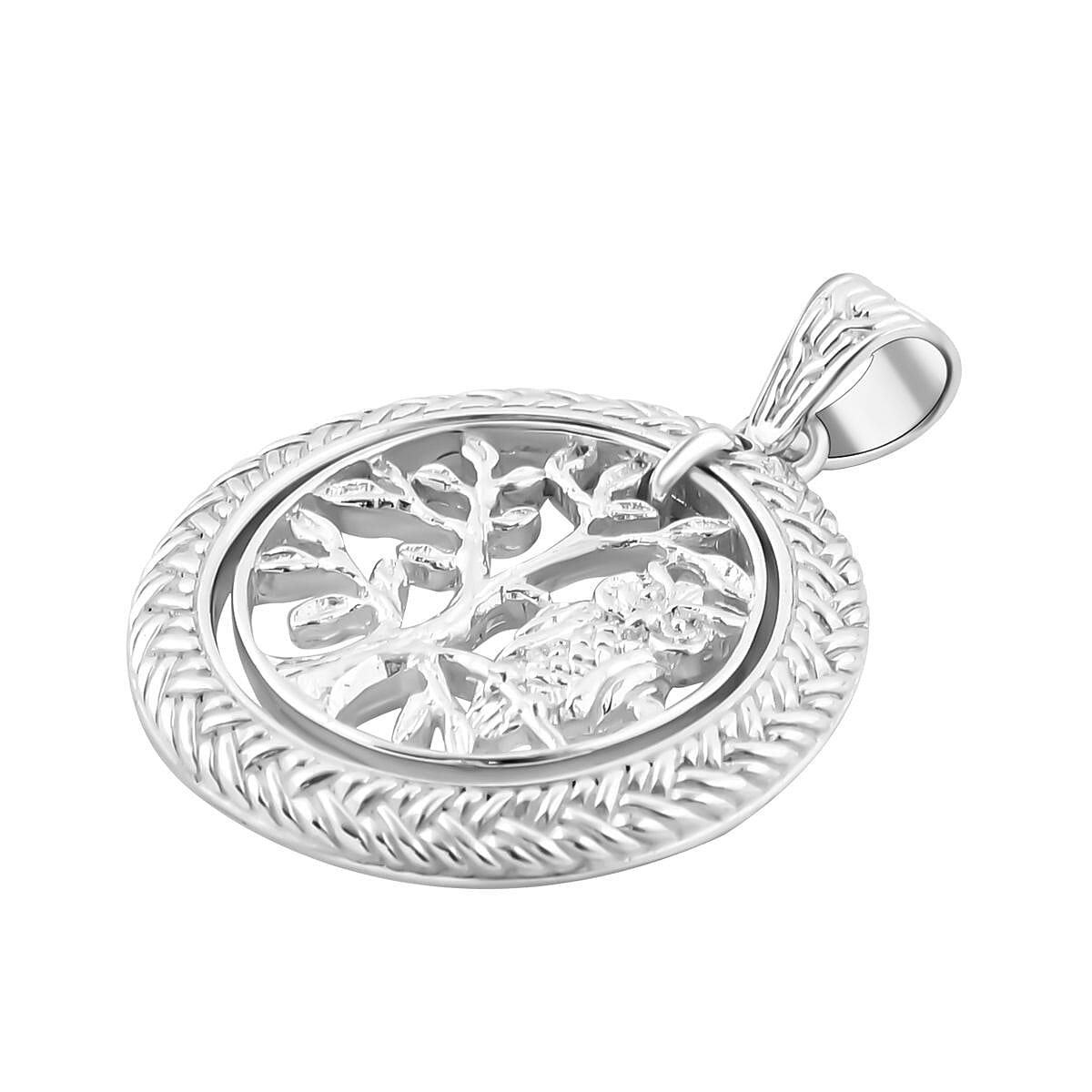 Royal Bali Collection - Sterling Silver Owl With Tree Pendant