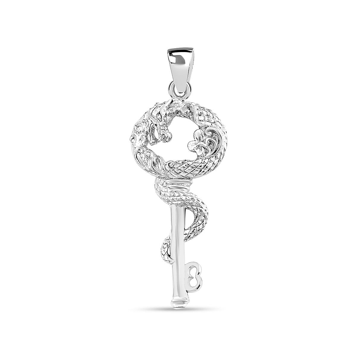 Royal Bali Collection - Sterling Silver Dragon Key Pendant, Silver Wt. 6.5 Gms