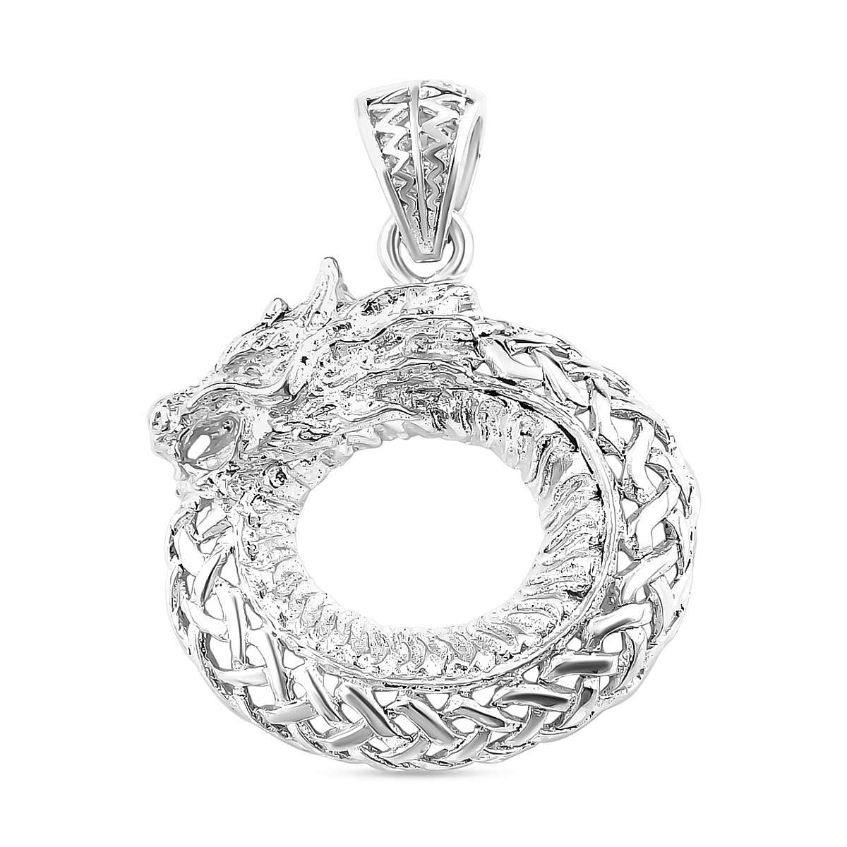 Royal Bali Collection - Sterling Silver Circular Dragon Pendant, Silver Wt. 7.15 Gms