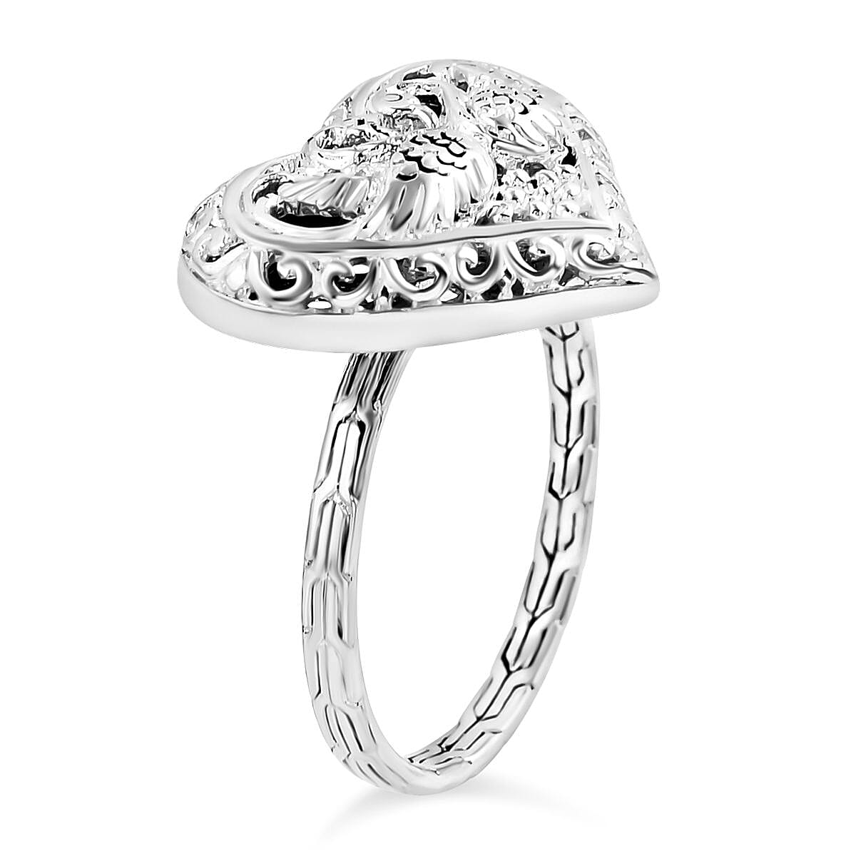 Royal Bali Collection - Sterling Silver Swan Heart Ring