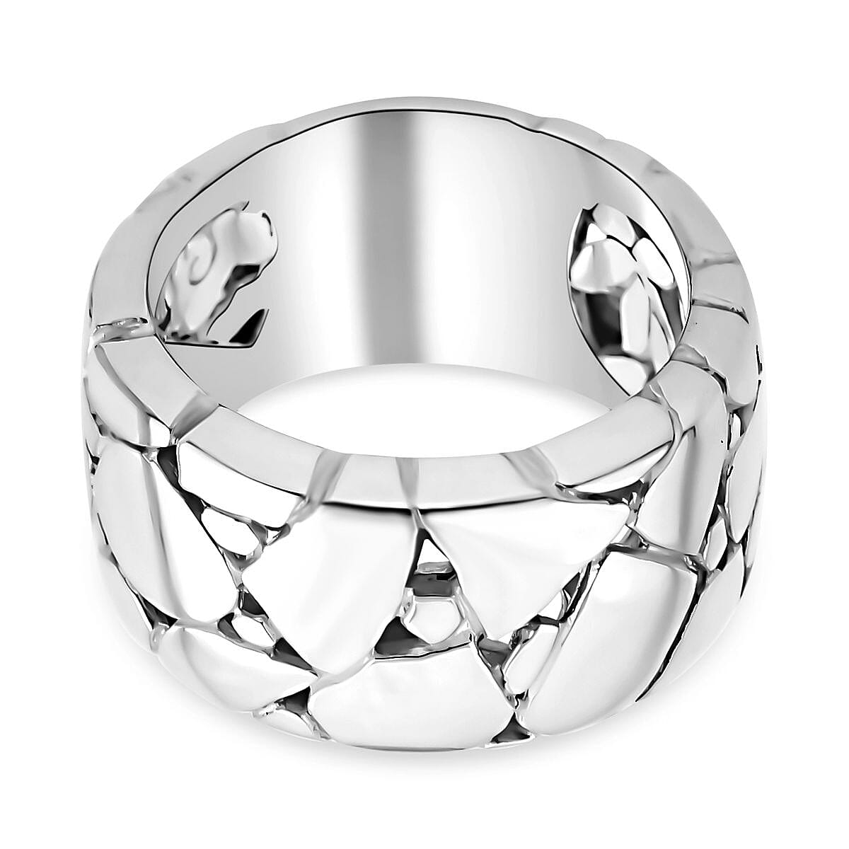 Bali Legacy Collection - Sterling Silver Stone Wall Band Ring, Silver Wt 11.8 GM