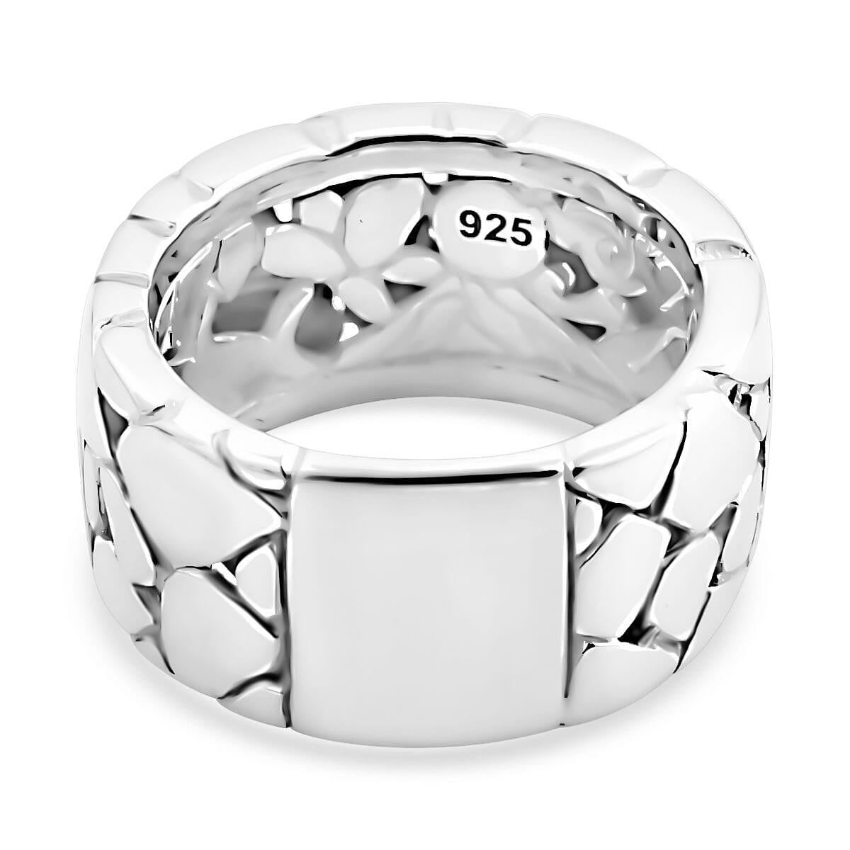 Bali Legacy Collection - Sterling Silver Stone Wall Band Ring, Silver Wt 11.8 GM