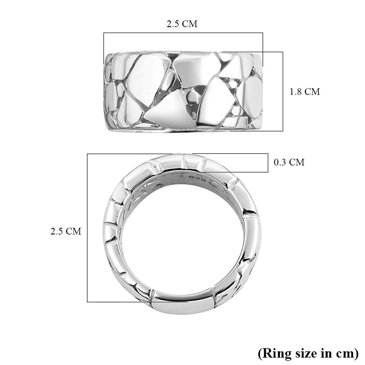 Bali Legacy Collection - Sterling Silver Stone Wall Band Ring, Silver Wt 11.8 GM
