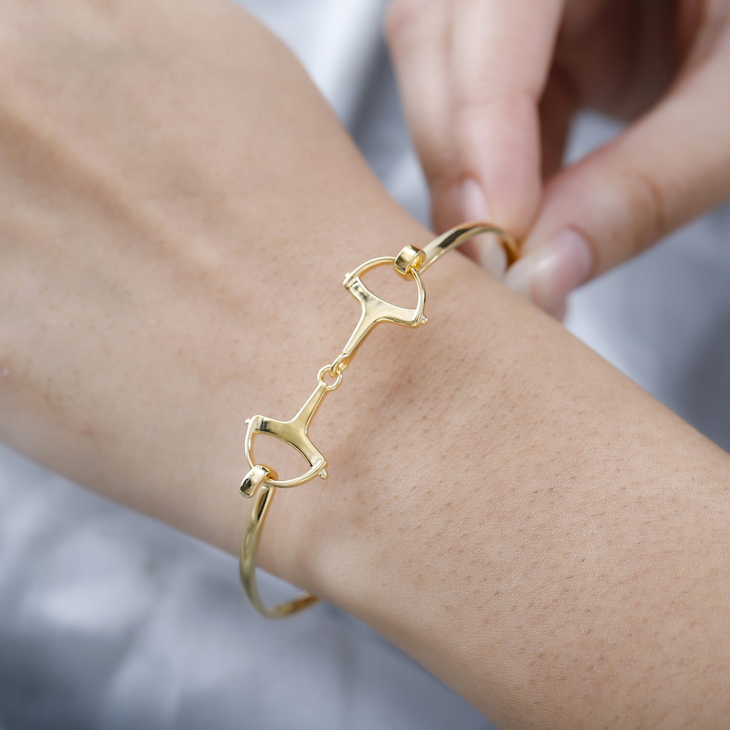 18K Vermeil Yellow Gold Plated Sterling Silver Bangle (Size - 7.5), Silver Wt. 7.80 Gms.