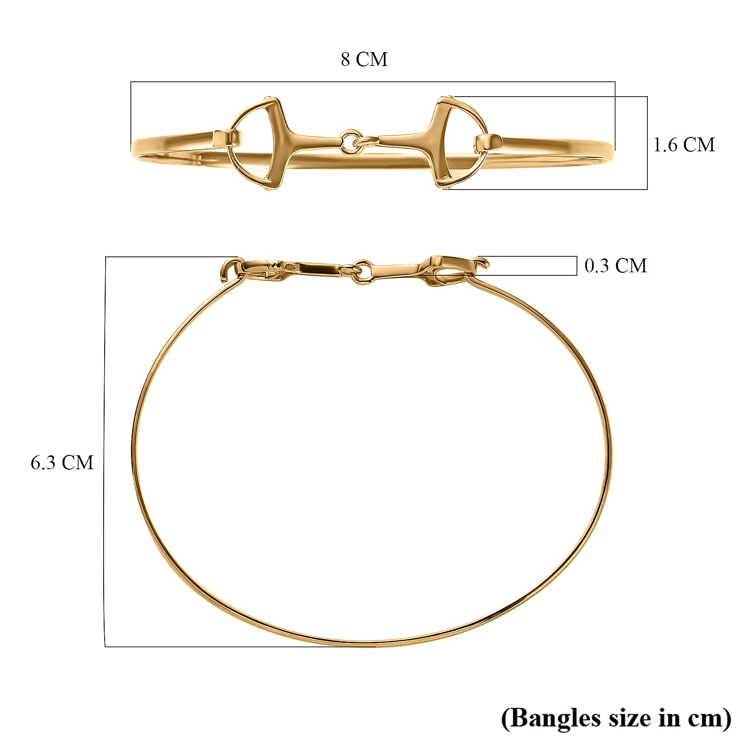 18K Vermeil Yellow Gold Plated Sterling Silver Bangle (Size - 7.5), Silver Wt. 7.80 Gms.