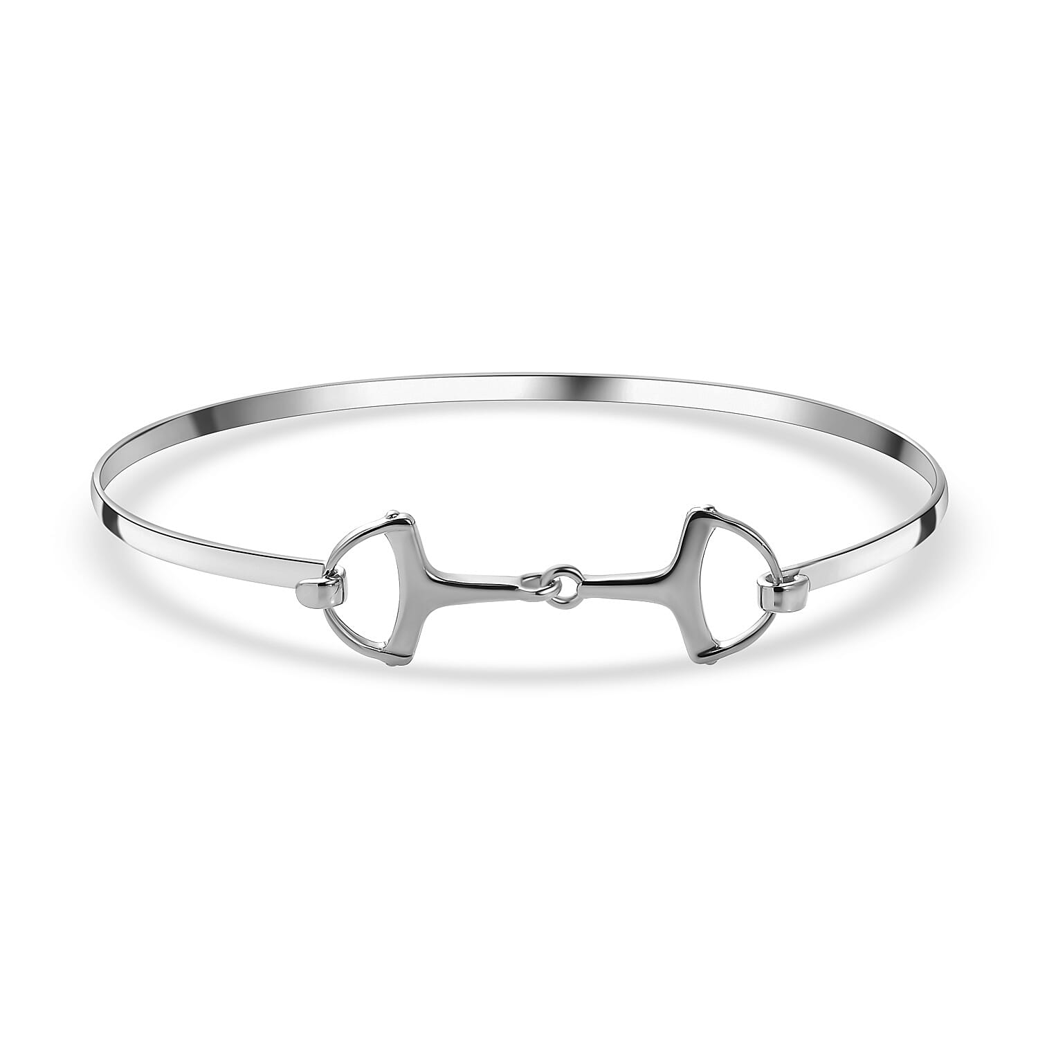 Rachel Galley - Rhodium Overlay Sterling Silver Bangle (Size - 7.5), Silver Wt. 7.80 Gms