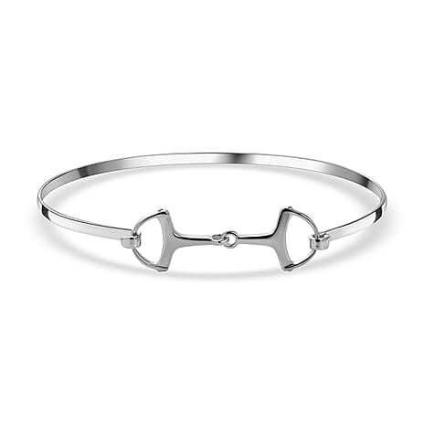 Rachel Galley - Rhodium Overlay Sterling Silver Bangle (Size - 7.5), Silver Wt. 7.80 Gms