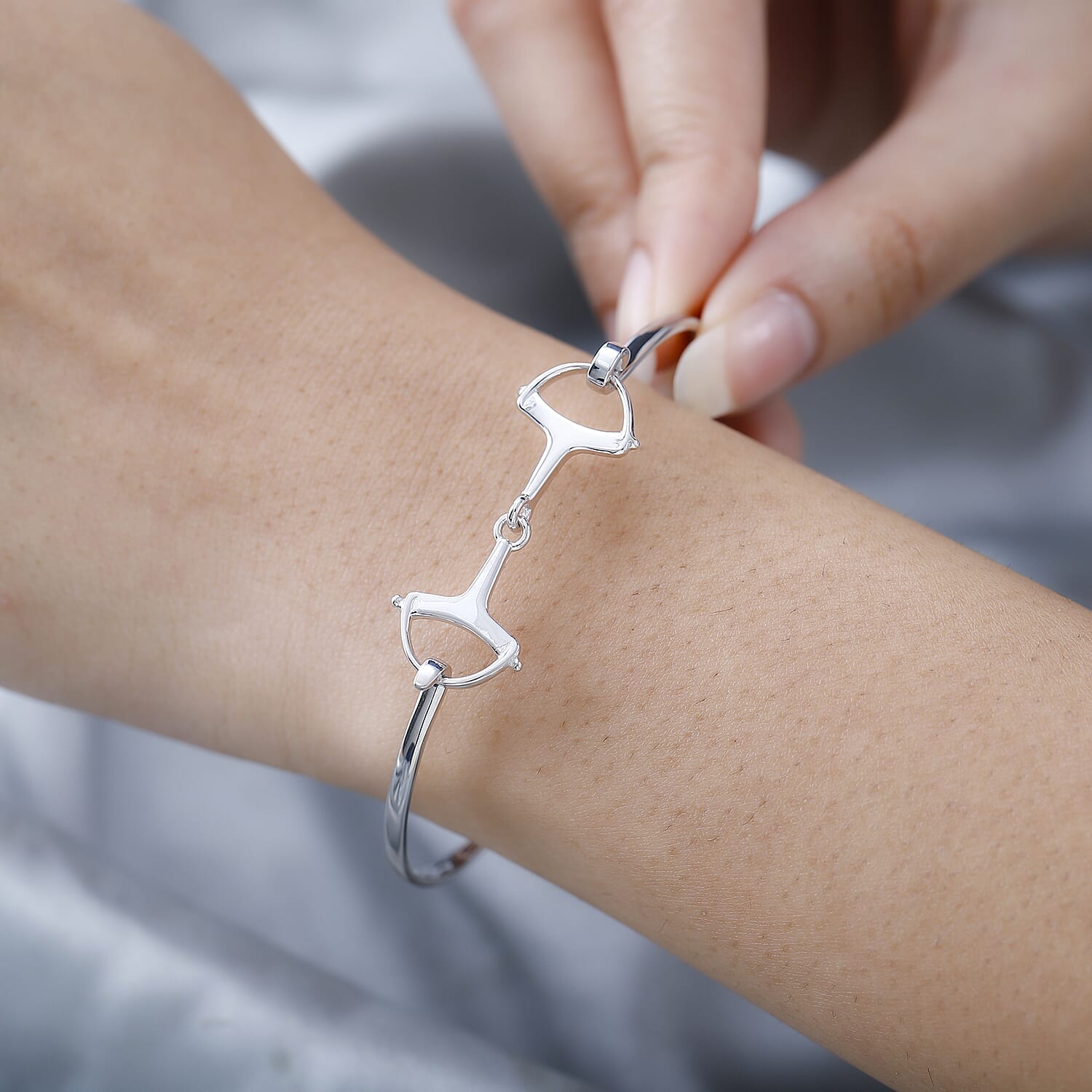 Rachel Galley - Rhodium Overlay Sterling Silver Bangle (Size - 7.5), Silver Wt. 7.80 Gms