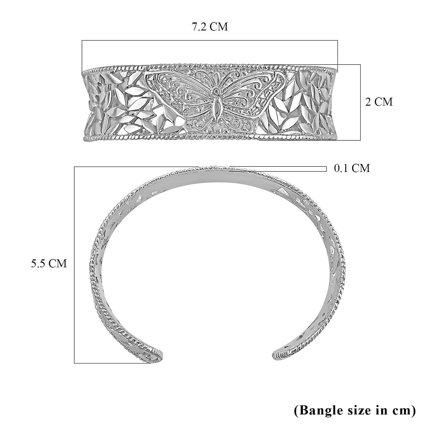 Sterling Silver Cuff Bangle (Size 7), Silver Wt. 27.70 Gms