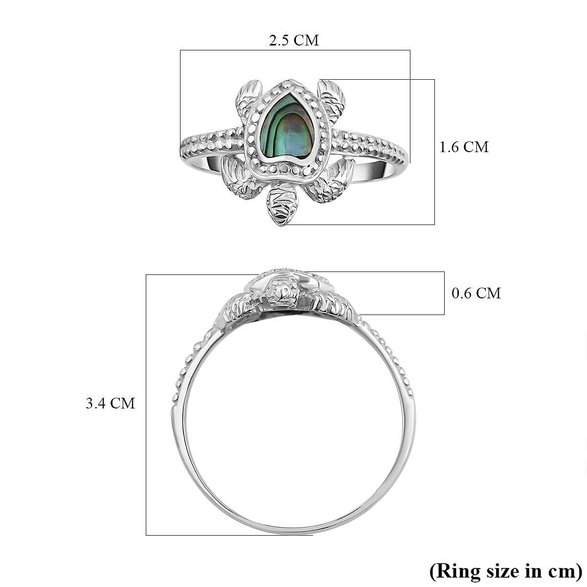Abalone Shell  Ring  Sterling Silver 0.01 ct  0.010  Ct.