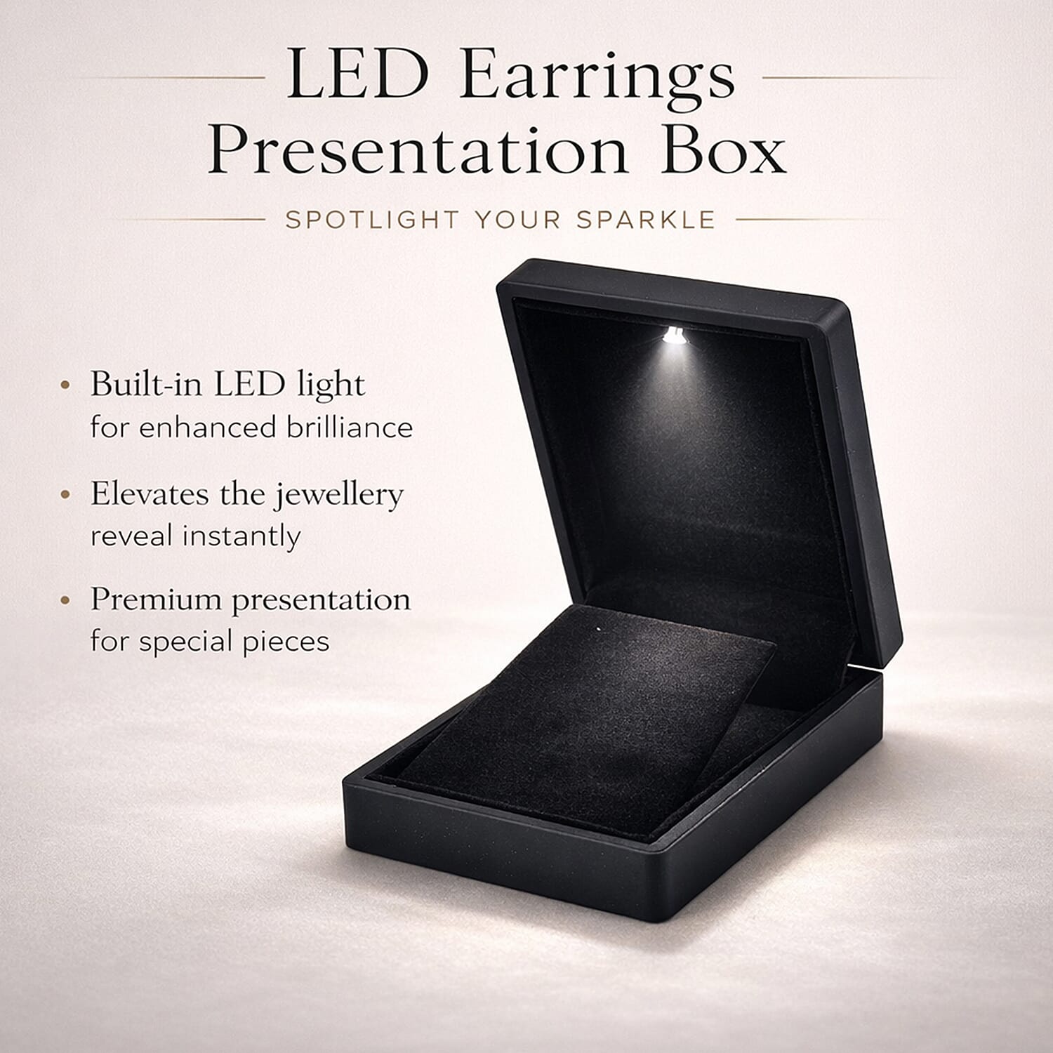Solid Earring Box (Size 9x7x3 cm) - Black & Black