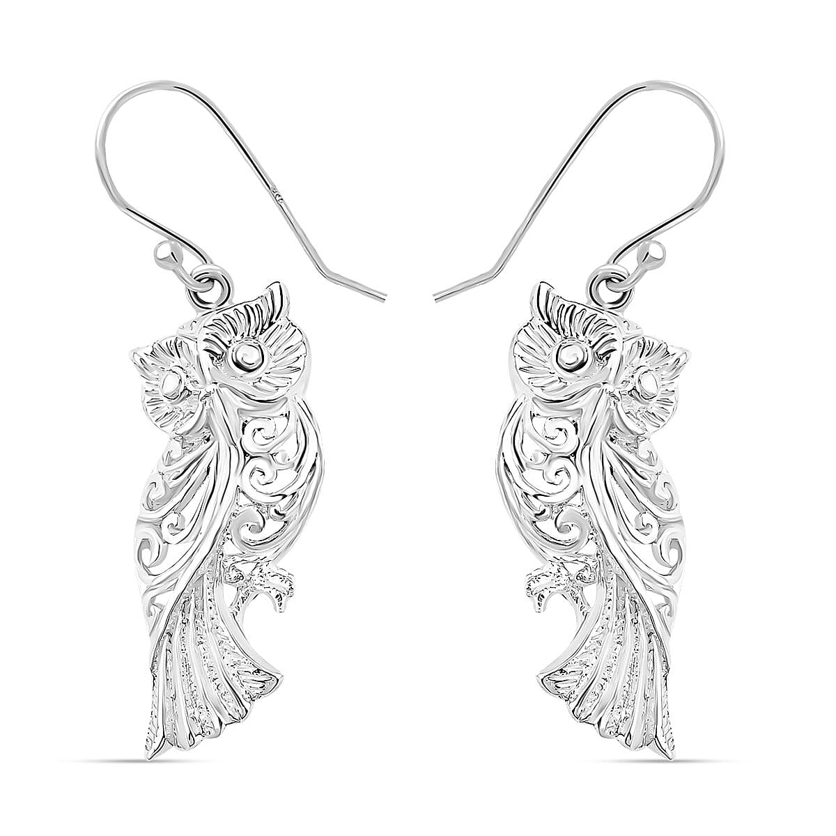 Nature-inspired Sterling Silver Owl Earrings, Silver Wt. 5.2 Gms