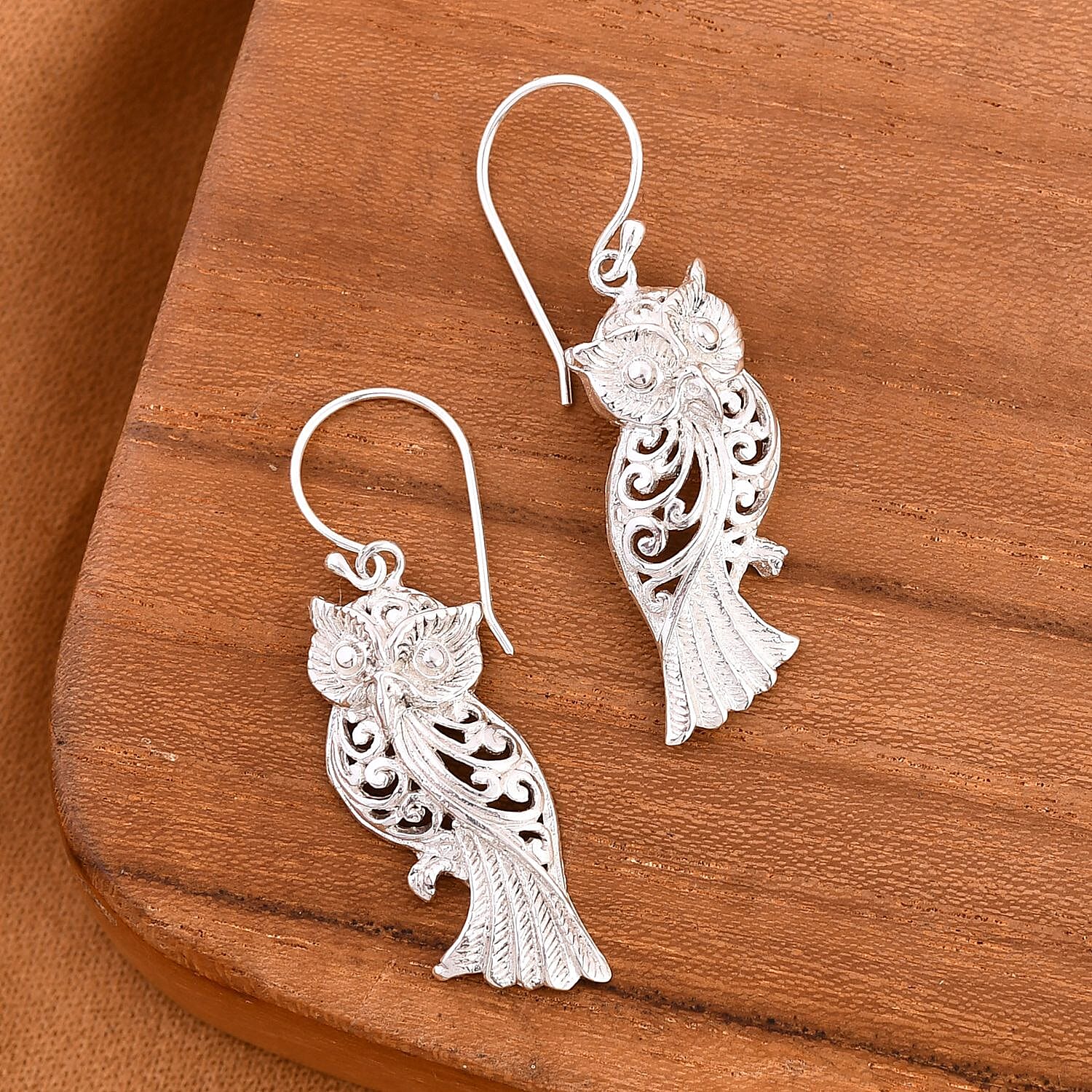 Nature-inspired Sterling Silver Owl Earrings, Silver Wt. 5.2 Gms