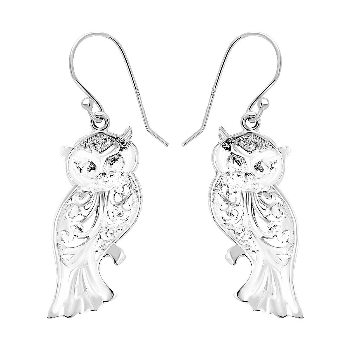 Nature-inspired Sterling Silver Owl Earrings, Silver Wt. 5.2 Gms