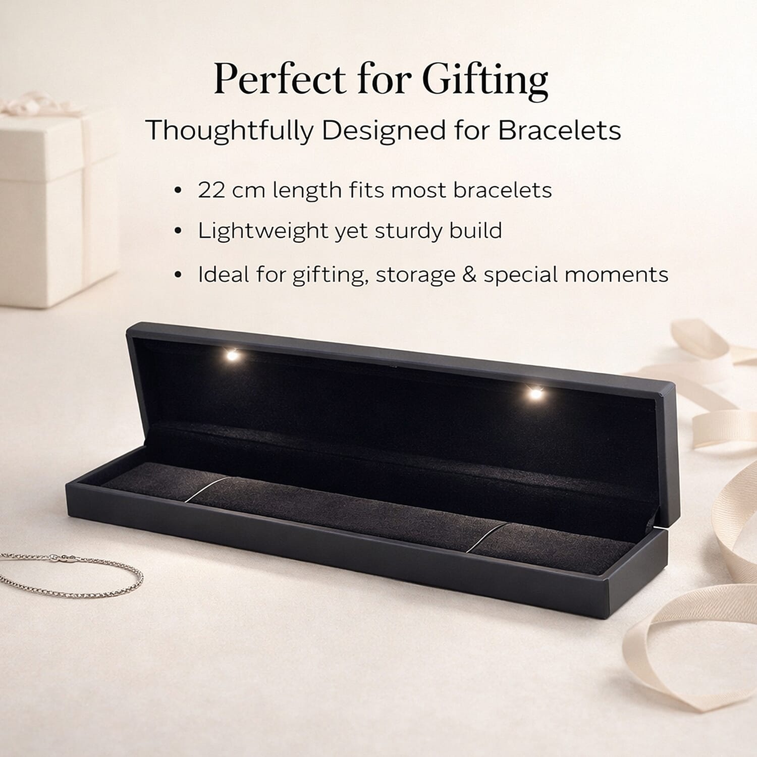 Solid Jewellery Box (Size 23x5x3 cm) - Black & Black