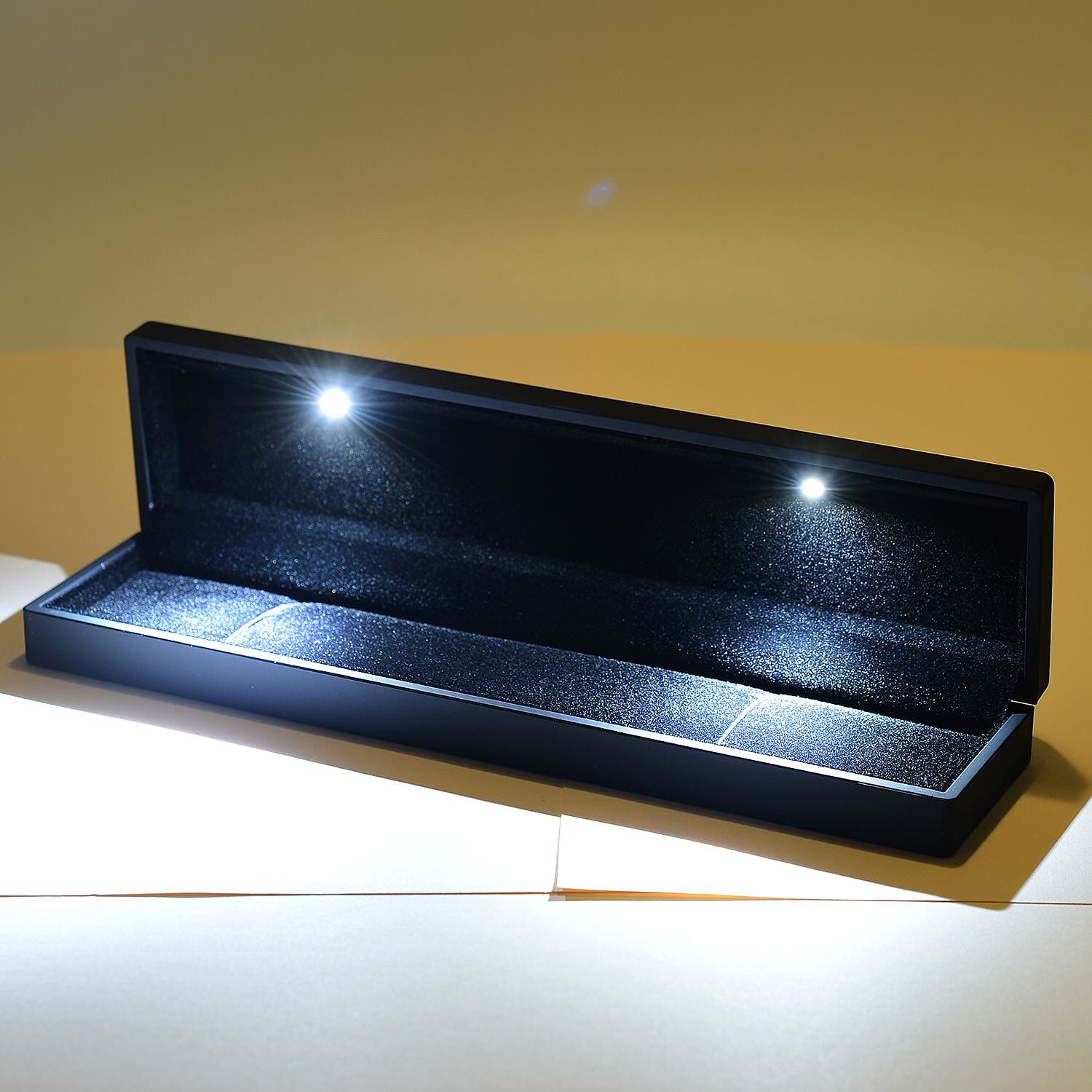 Solid Black Colour Bracelet Box with Led Light (Size 23x5.5x3.5 cm)