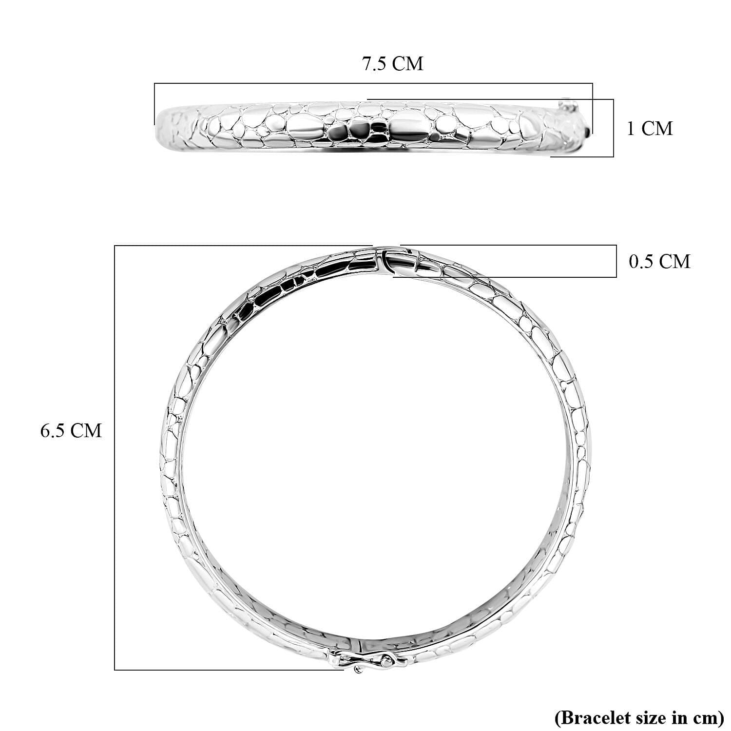 Sterling Silver Bangle (With White Rhodium Plated ), Silver Wt. 24.10 Gms (Size 7.5).