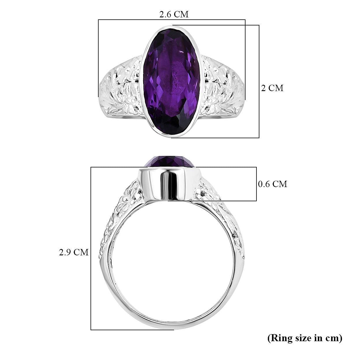 African Amethyst  Ring  Sterling Silver 7.20 ct,  Silver Wt. 8 Gms  7.200  Ct.