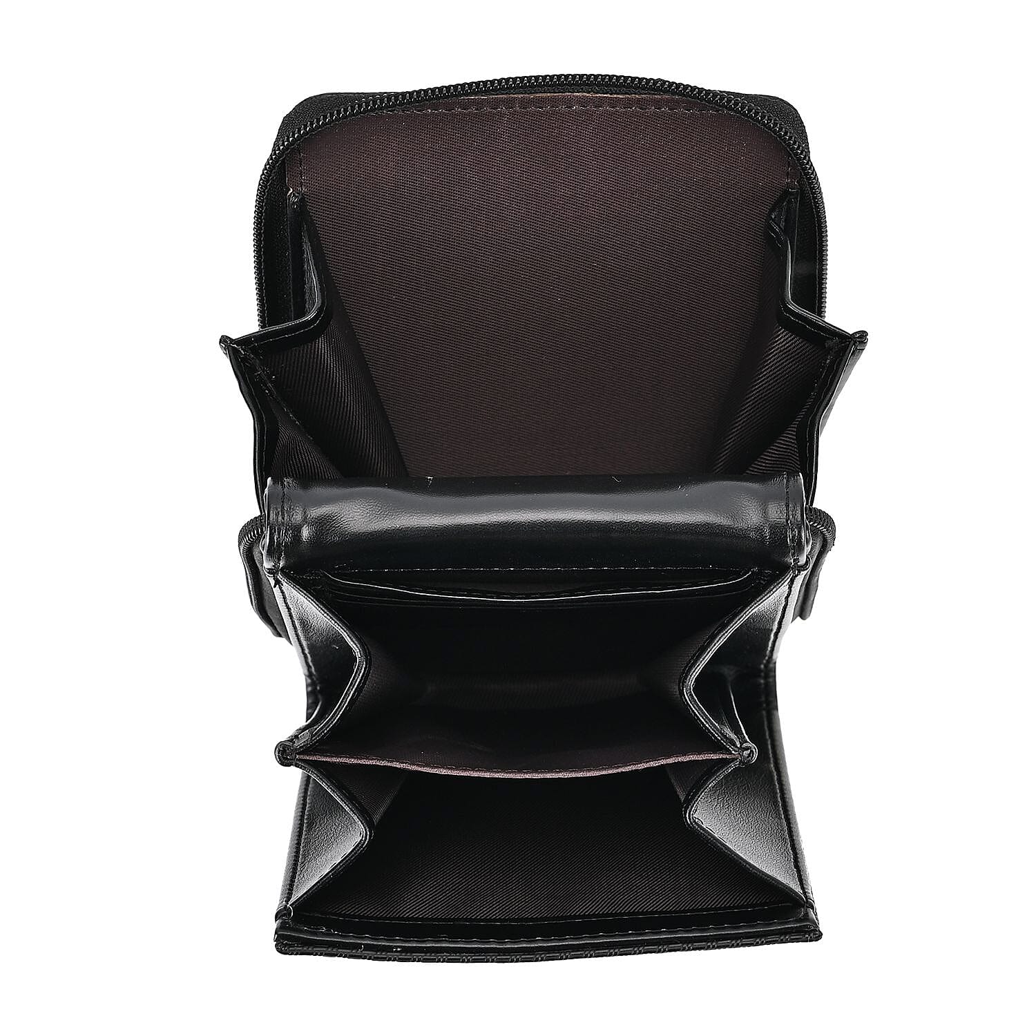 Passage PU Patterned Crossbody Bag (Size 18x5x11 cm) - Black & Black