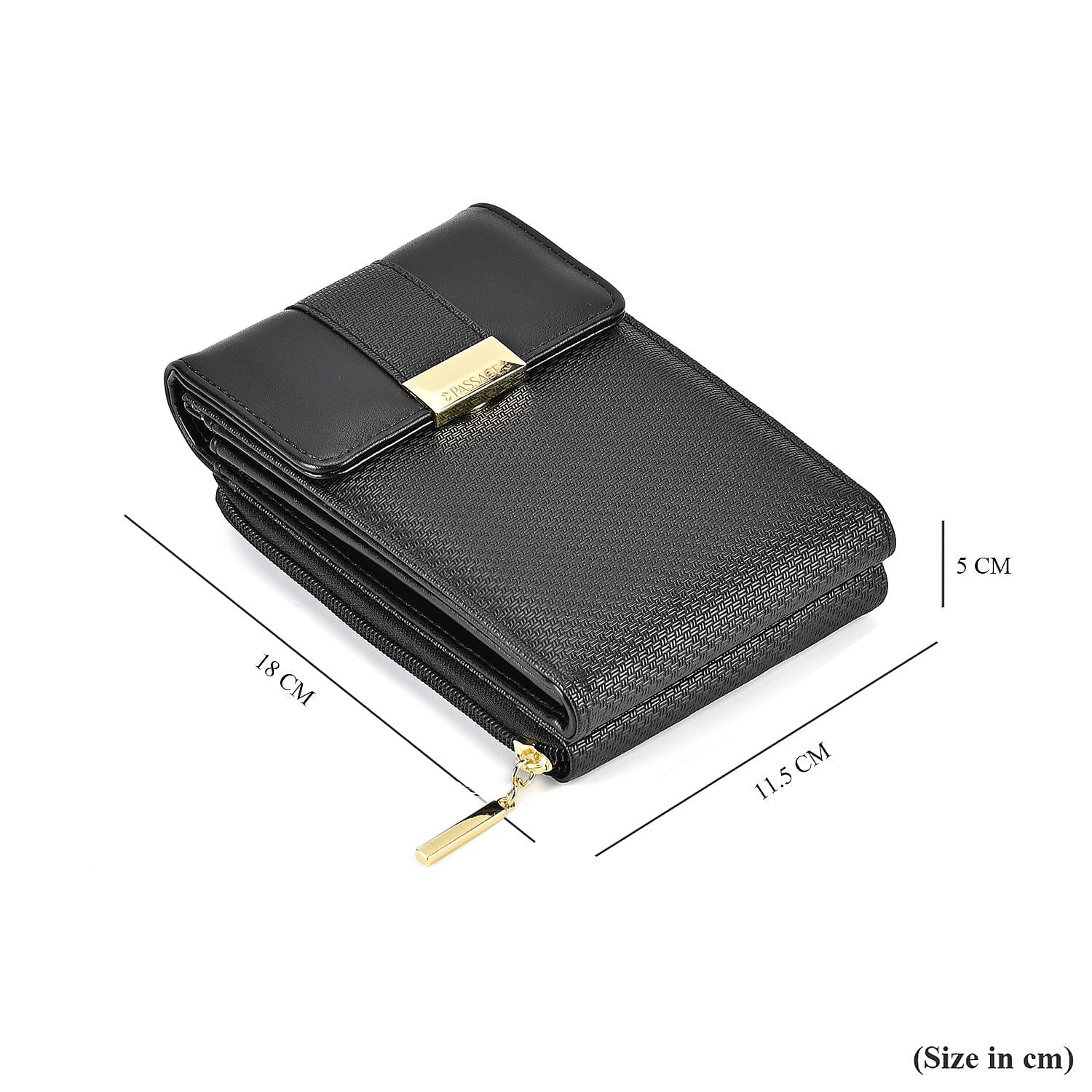 Passage PU Patterned Crossbody Bag (Size 18x5x11 cm) - Black & Black