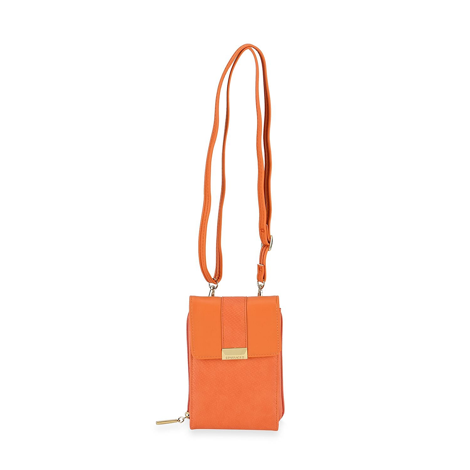 Passage Crossbody Bag with Shoulder Strap & Exterior Zipped Pocket - Orange