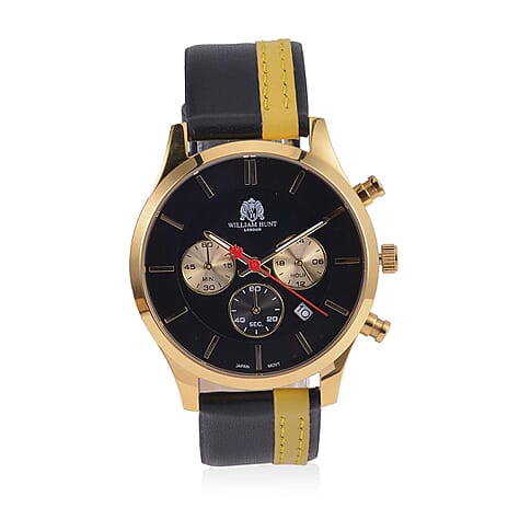 William Hunt  Movement 5ATM Watch with Blue & Pink Leather Strap