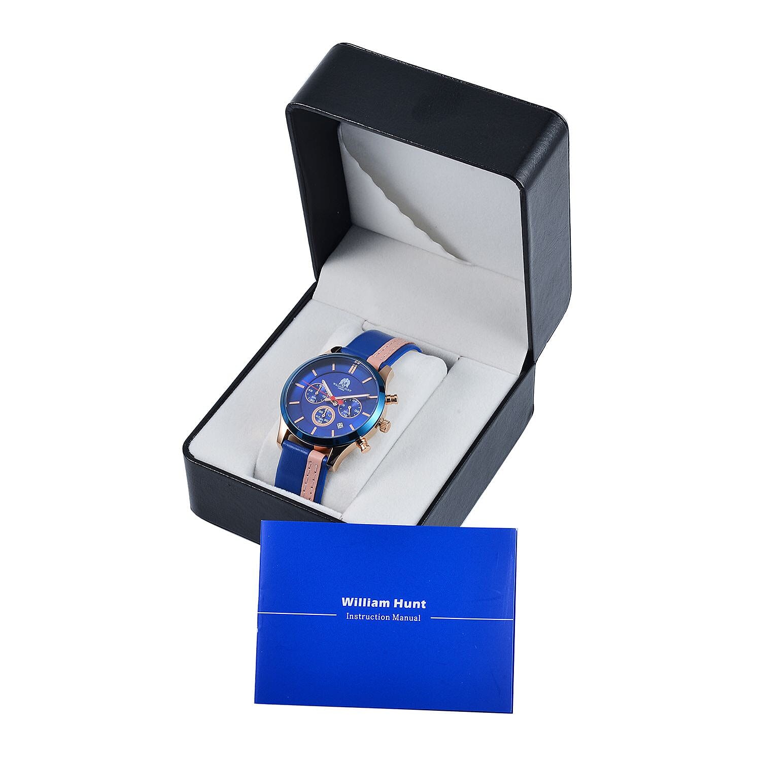 William Hunt Japan Movt. 5ATM Watch with Blue - Pink Leather Strap