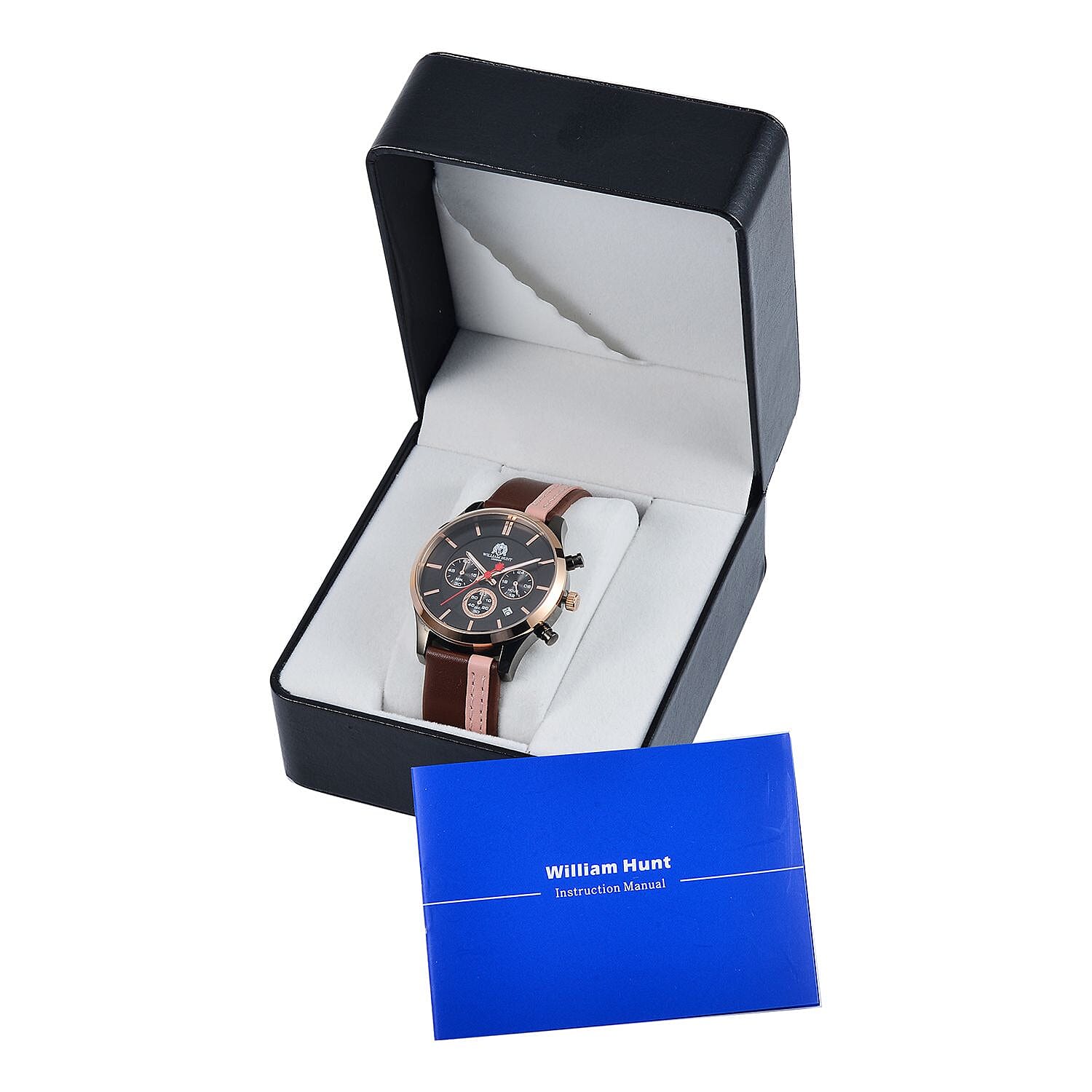 William Hunt Japanese Movement 5ATM Watch with Brown & Pink Leather Strap