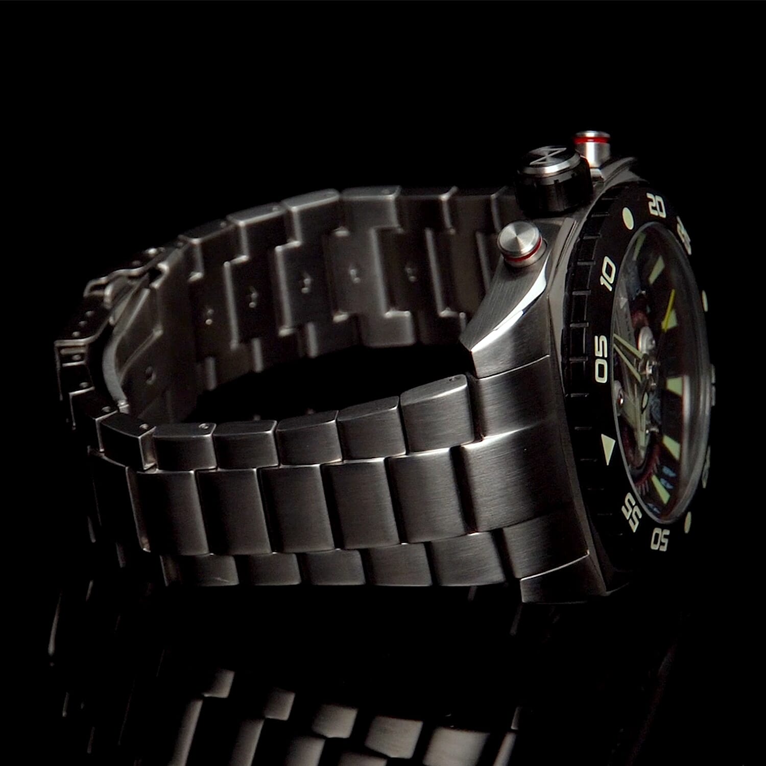 NUBEO Ingenuity Chronograph Limited Edition Japanese Quartz Chronograph Movement Silver Dial 20 ATM Water Resistant Watch With Stainlesss Steel Chain Strap