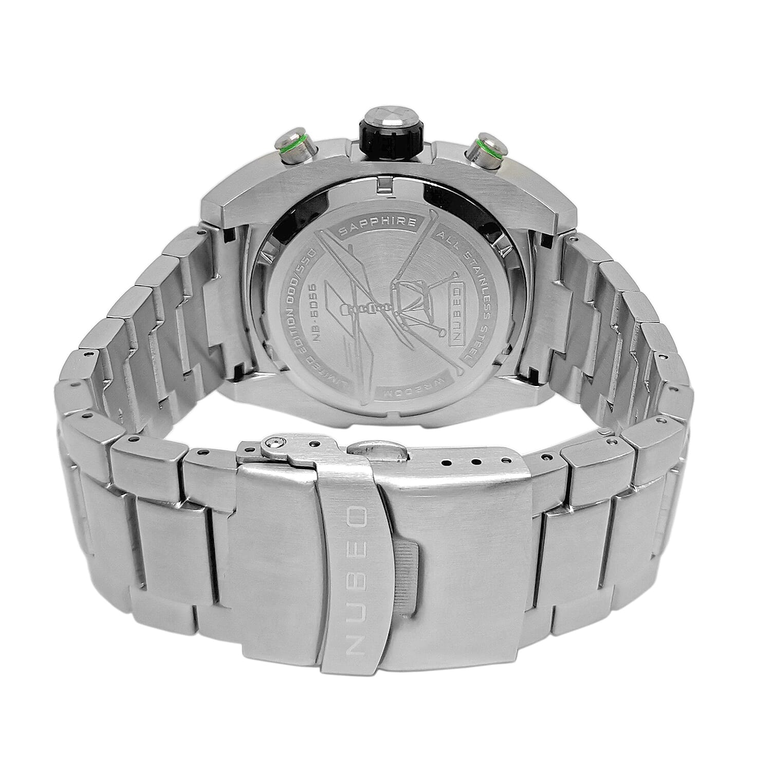 NUBEO Ingenuity Chronograph Limited Edition Japanese Quartz Chronograph Movement Blue Dial 20 ATM Water Resistant Watch With Stainlesss Steel Chain Strap