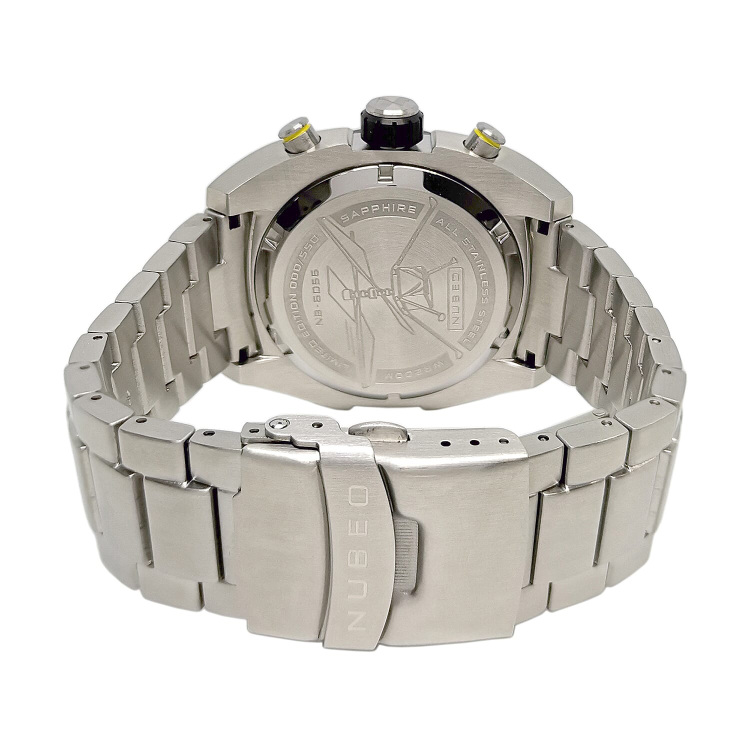 NUBEO Ingenuity Chronograph Limited Edition Japanese Quartz Chronograph Movement Grey Dial 20 ATM Water Resistant Watch With Stainlesss Steel Chain Strap