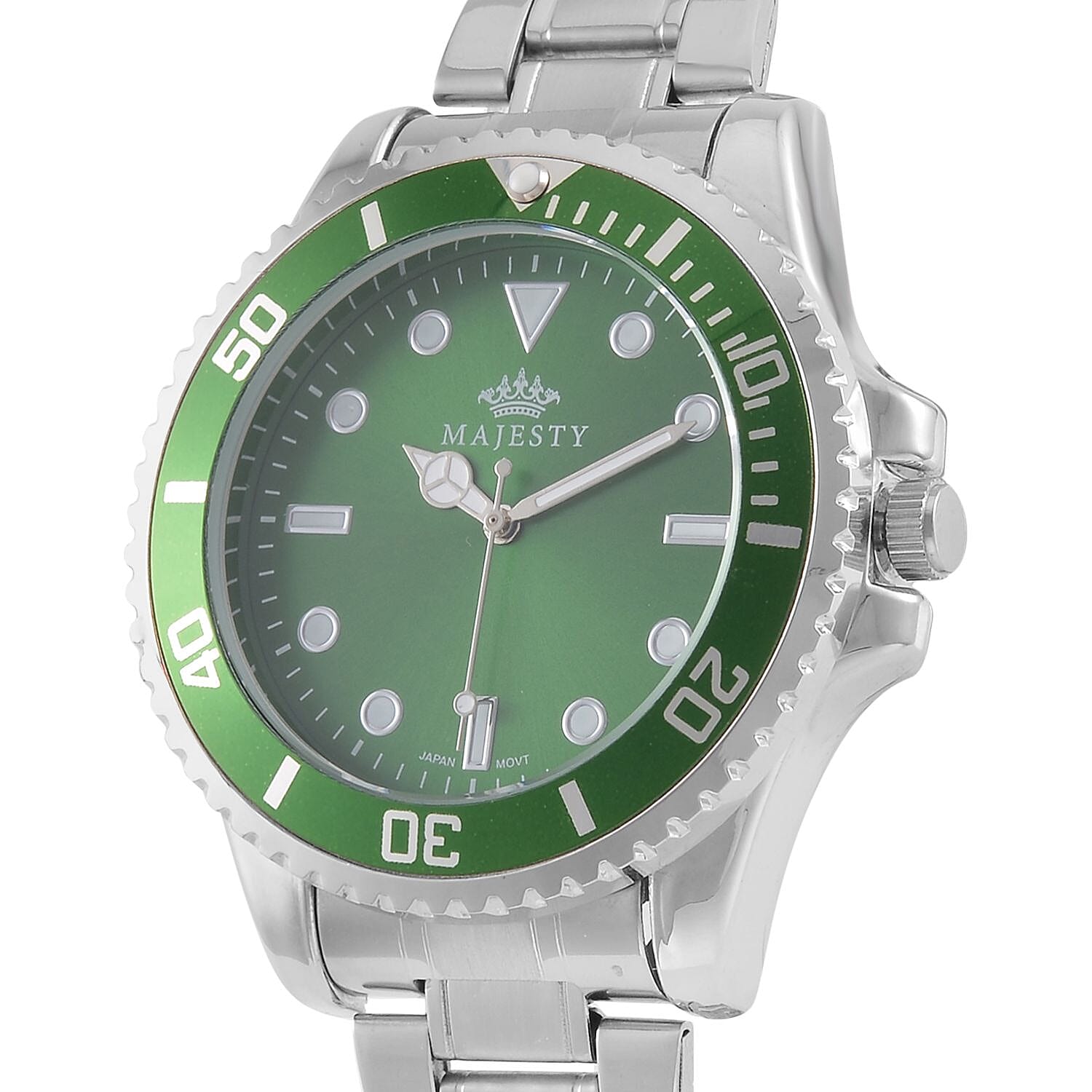 Premier - MAJESTY Japanese Movement Green Sunshine Literal Dial Water Resistant Watch with Stainless Steel Chain Strap
