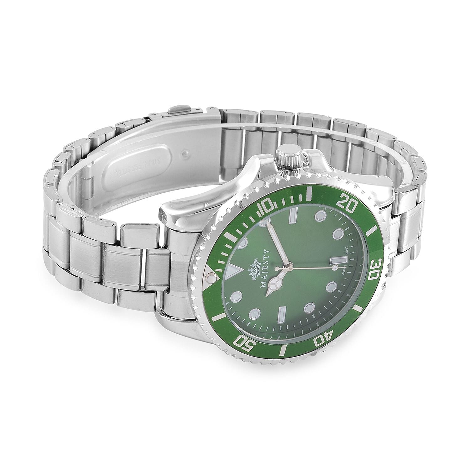 Premier - MAJESTY Japanese Movement Green Sunshine Literal Dial Water Resistant Watch with Stainless Steel Chain Strap