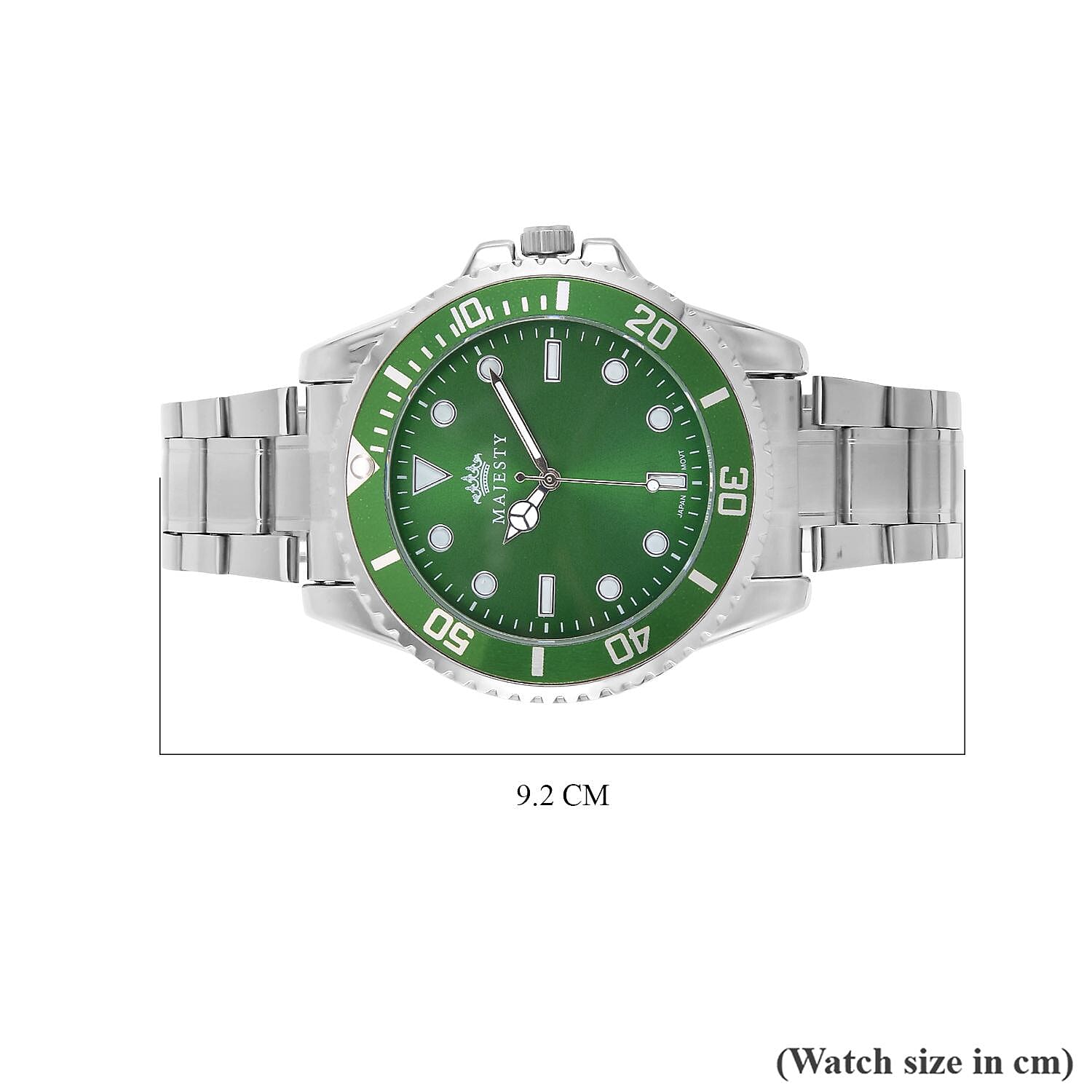 Premier - MAJESTY Japanese Movement Green Sunshine Literal Dial Water Resistant Watch with Stainless Steel Chain Strap