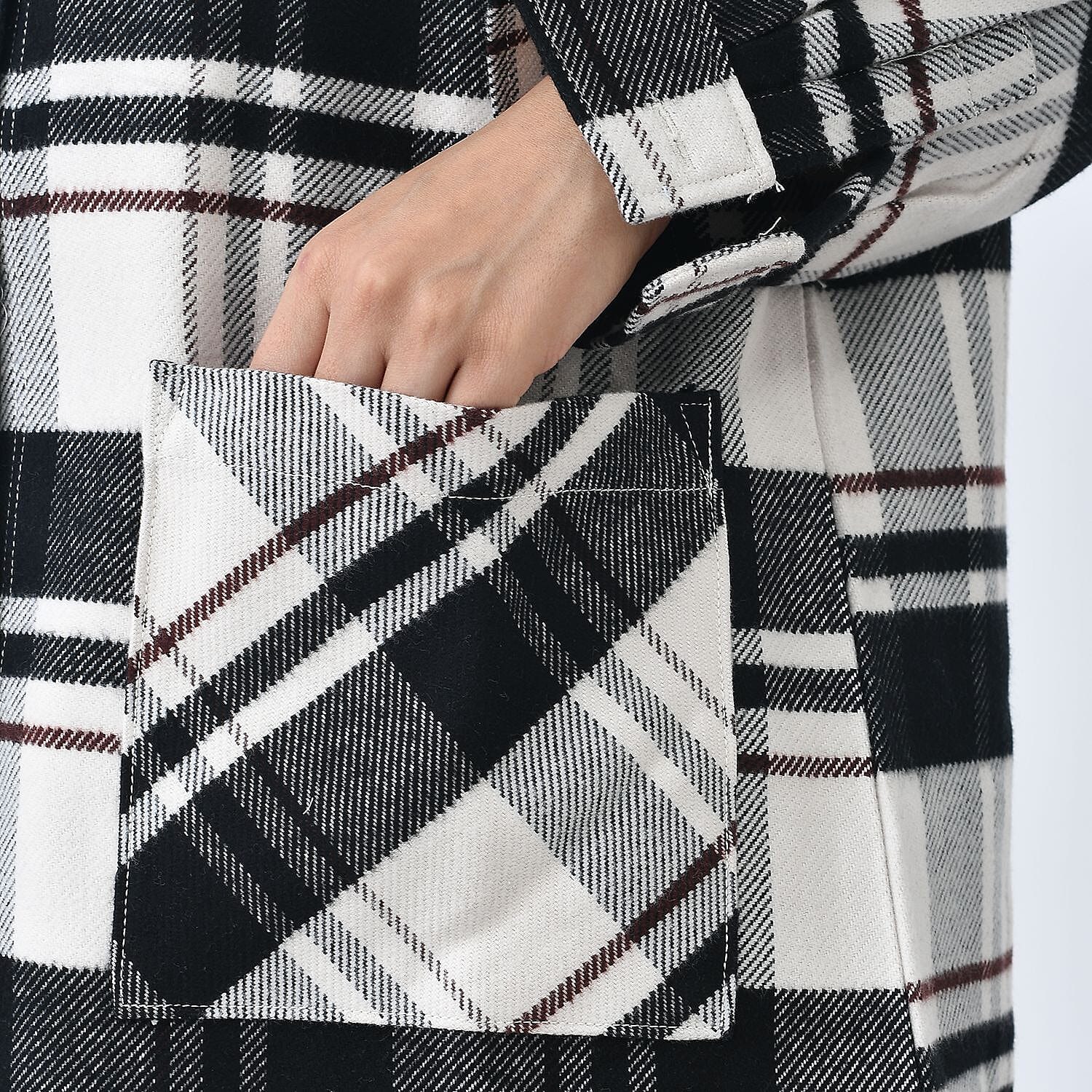 Closeout Deal - 100% Cotton Check Shacket With Two Pockets - Teal & Black