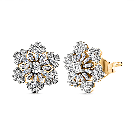 Designer Inspired- Diamond Earrings in 18K Vermeil Yellow Gold Plated Sterling Silver 0.25 Ct