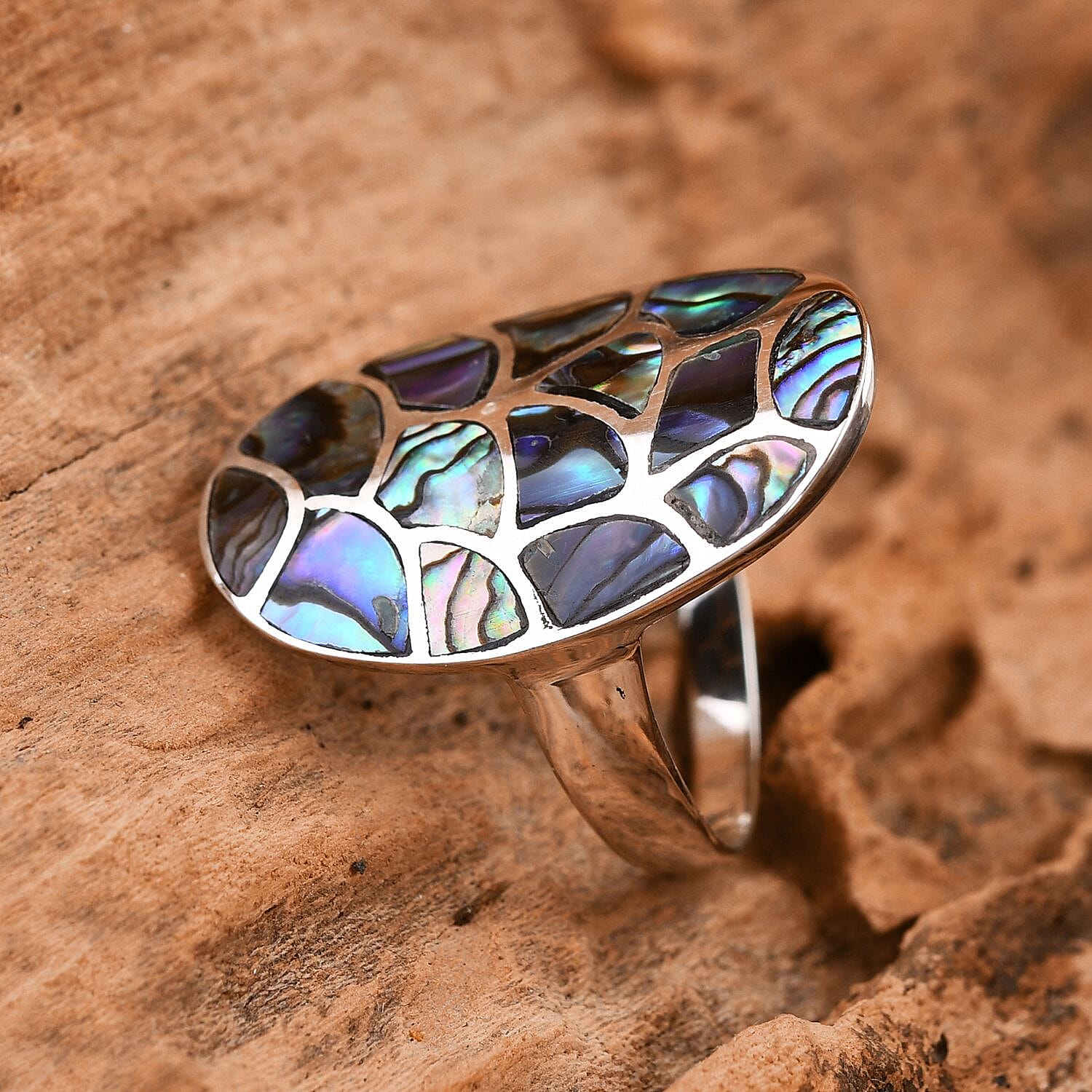Abalone Shell  Ring  Sterling Silver 24.00 ct  24.000  Ct.