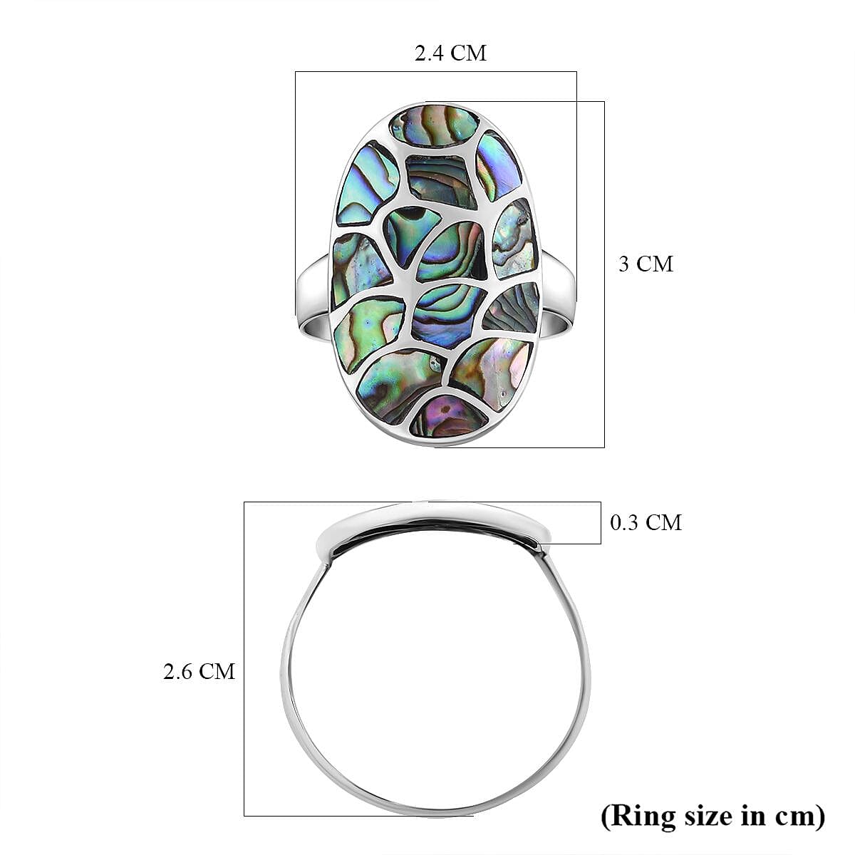 Abalone Shell  Ring  Sterling Silver 24.00 ct  24.000  Ct.