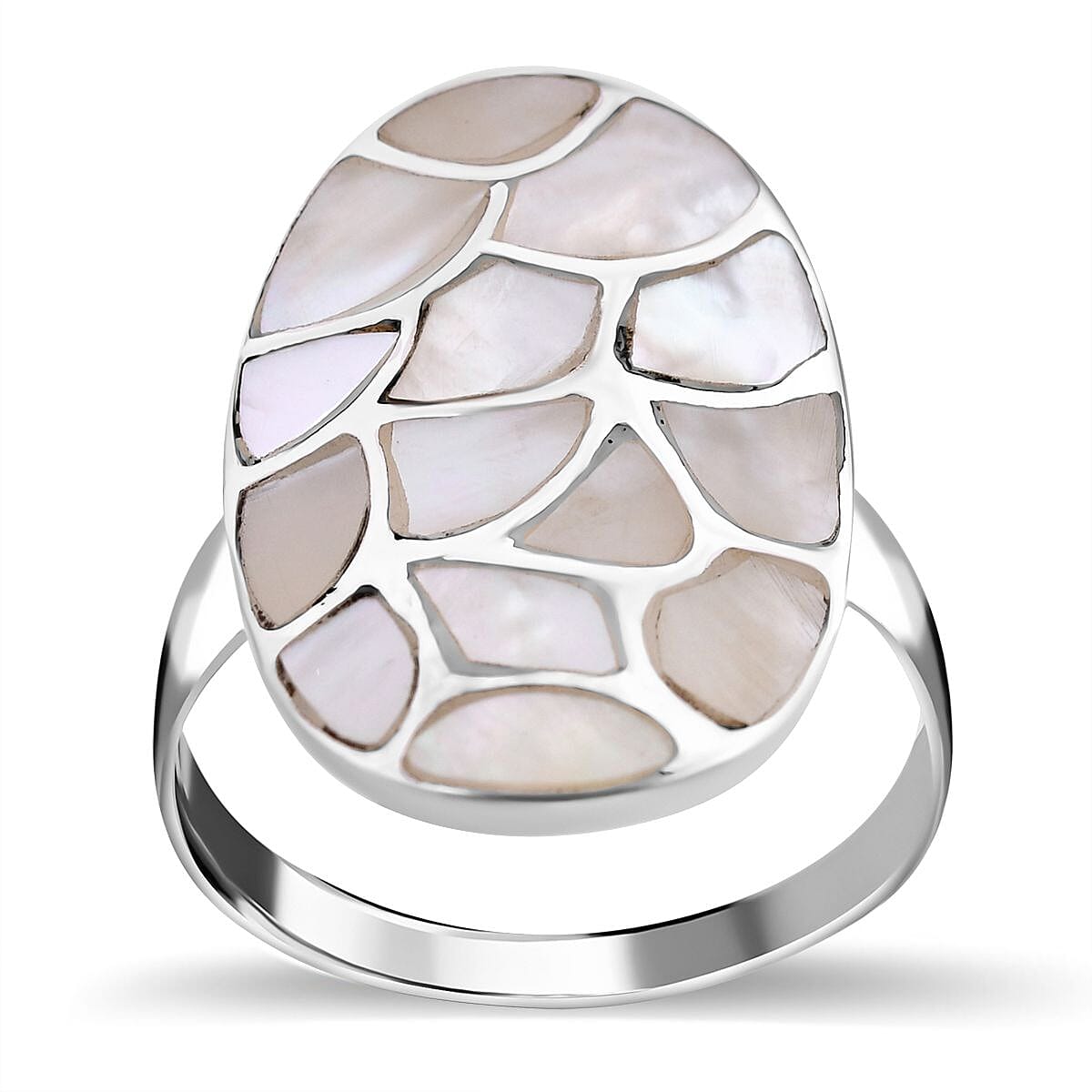 Mother Of Pearl  Ring  Sterling Silver 24.00 ct,  Silver Wt. 5.1 Gms  24.000  Ct.