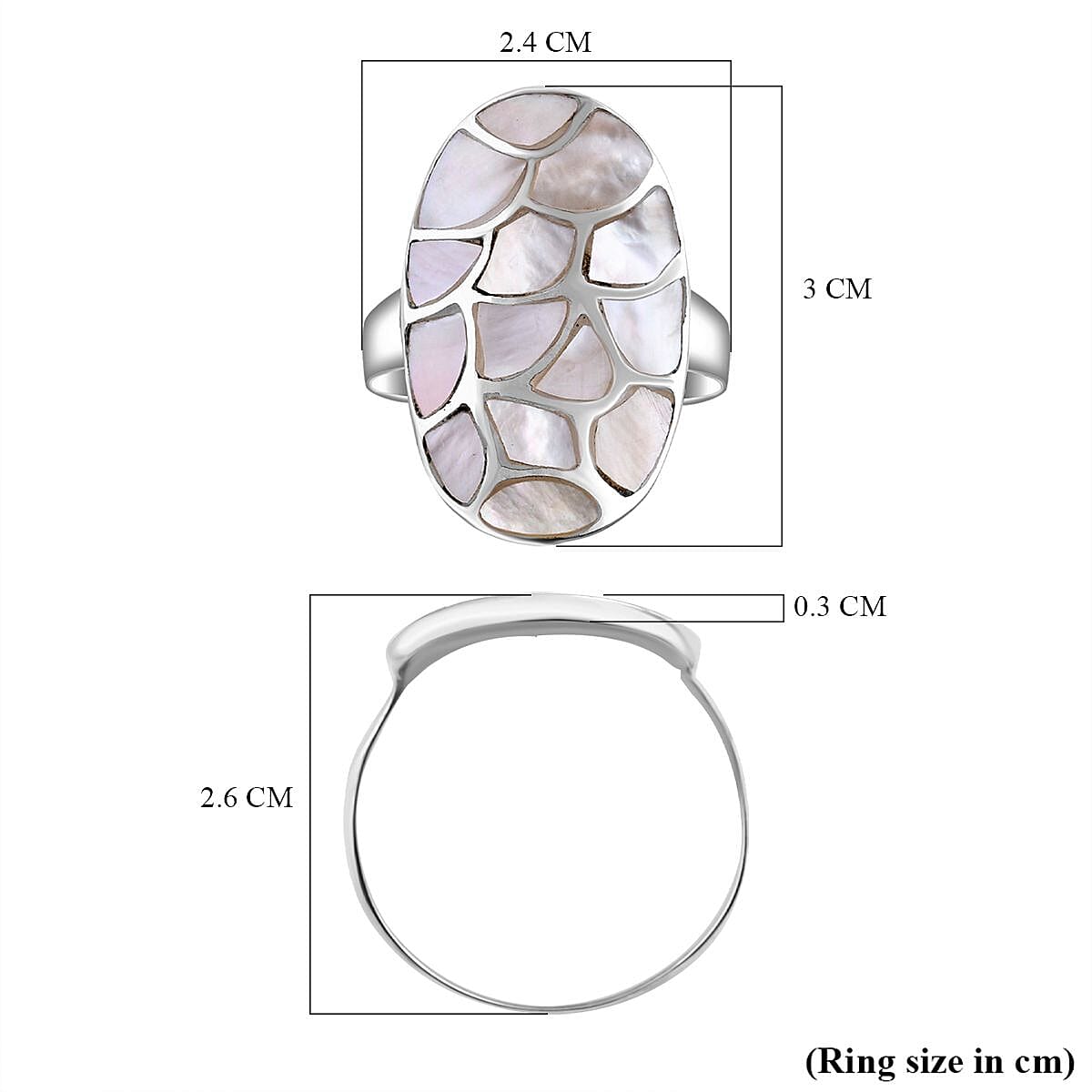 Mother Of Pearl  Ring  Sterling Silver 24.00 ct,  Silver Wt. 5.1 Gms  24.000  Ct.